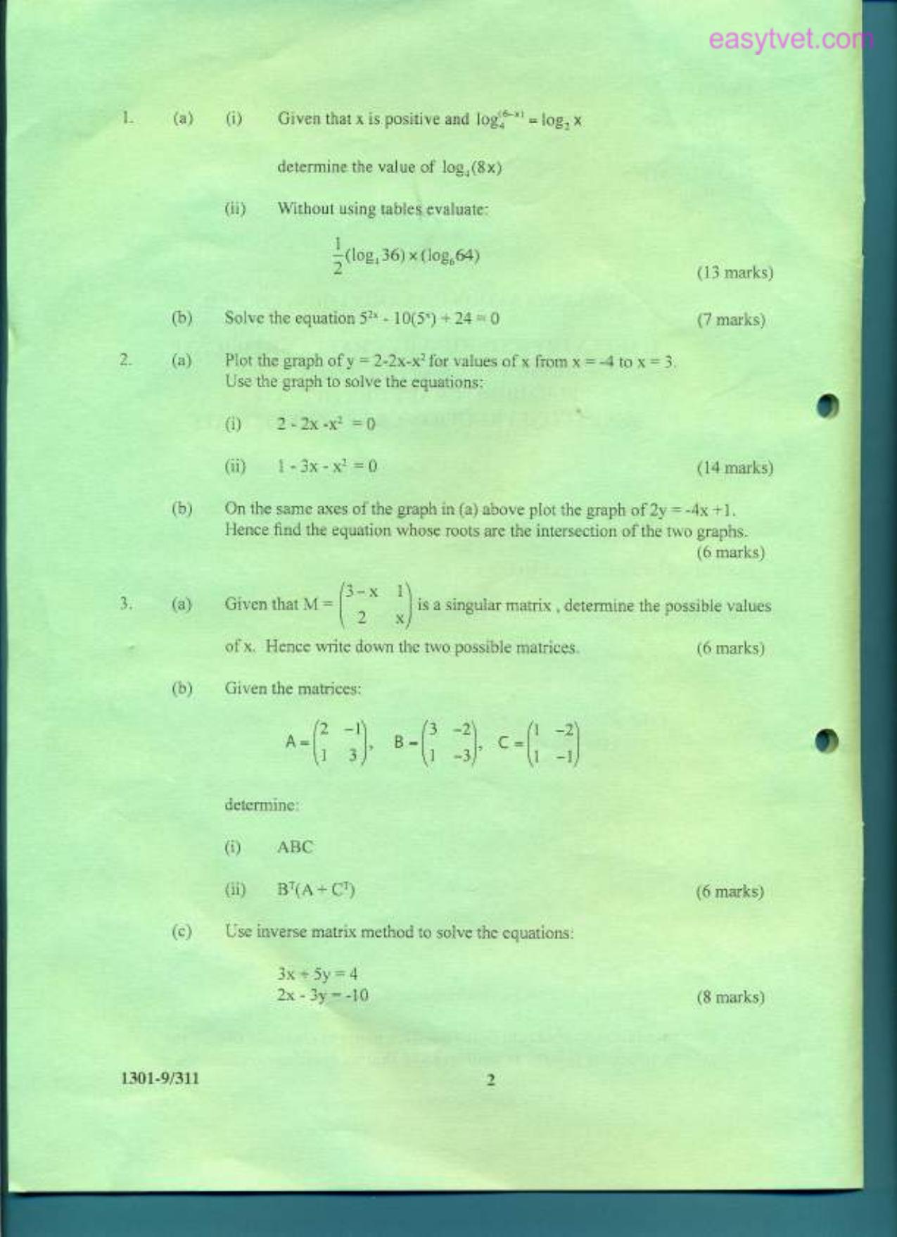 Mathematics (2009) — page 2 of 5