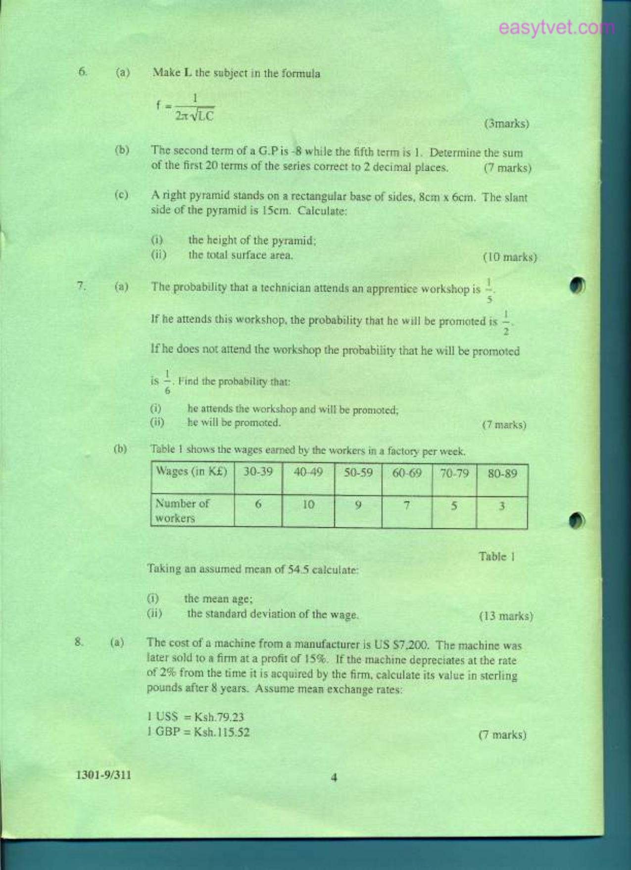 Mathematics (2009) — page 4 of 5