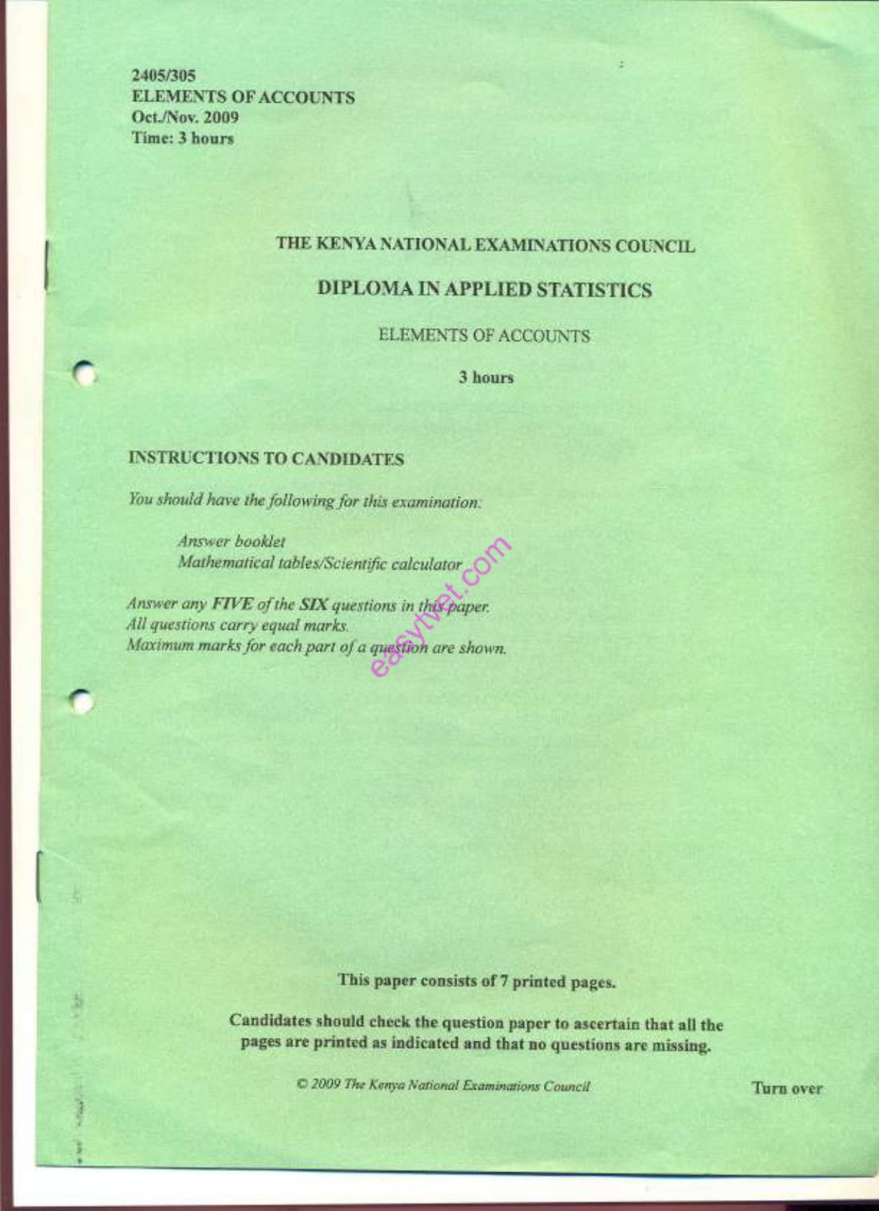 Elements of Accounts (2009) — page 1 of 7