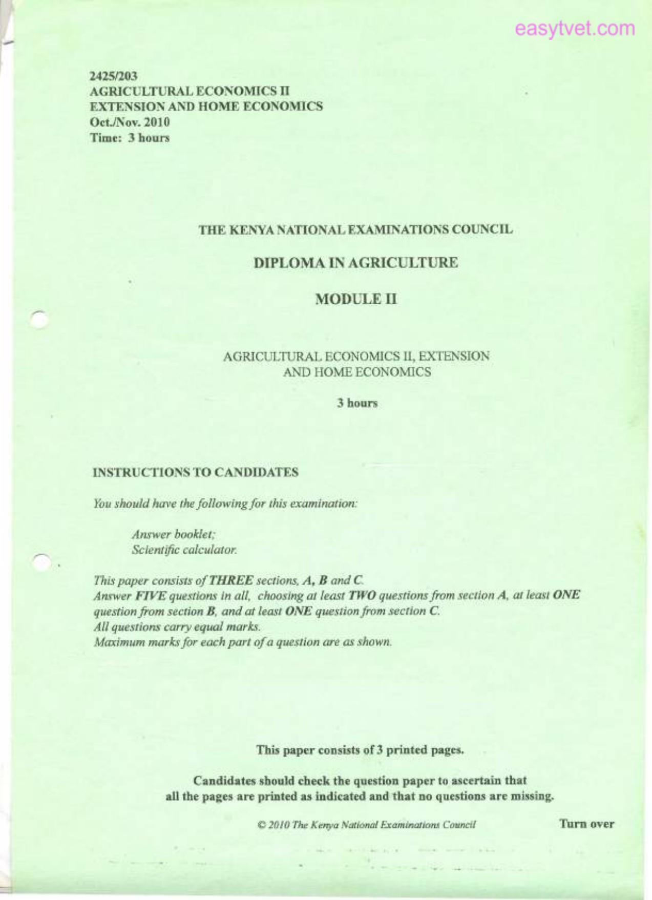 Agricultural Economics 11, Extension (2010) — page 1 of 3