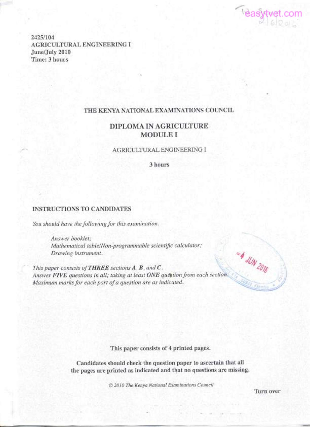 Agricultural Engineering 1 (2010) — page 1 of 4