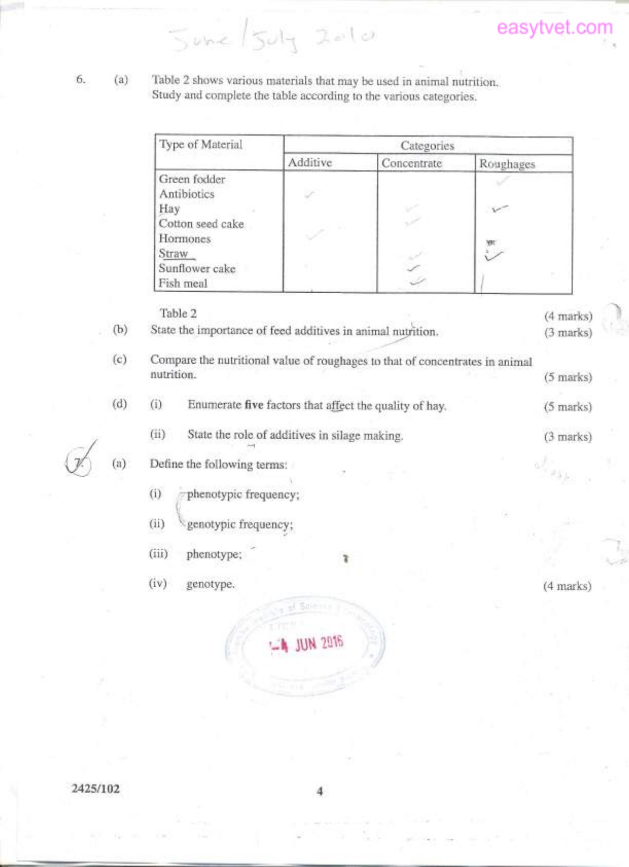 Principles of Animal Production I (2010) — page 4 of 5