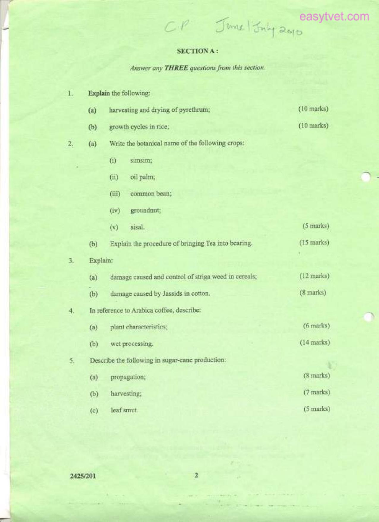 Crop Production I, Soil Fertility and Plant Nutrition (2010) — page 2 of 3