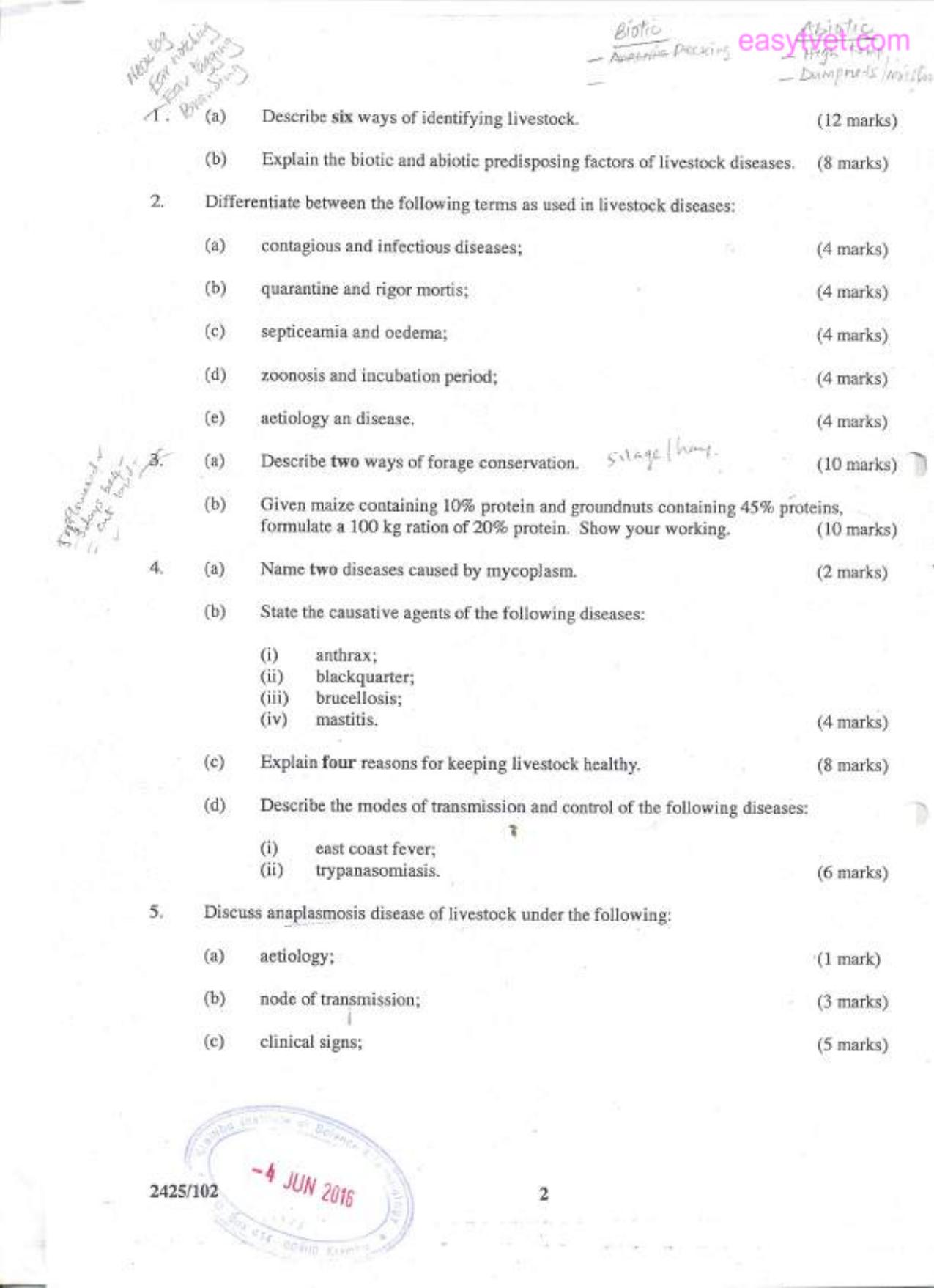 Principles of Animal Production T (2010) — page 2 of 3