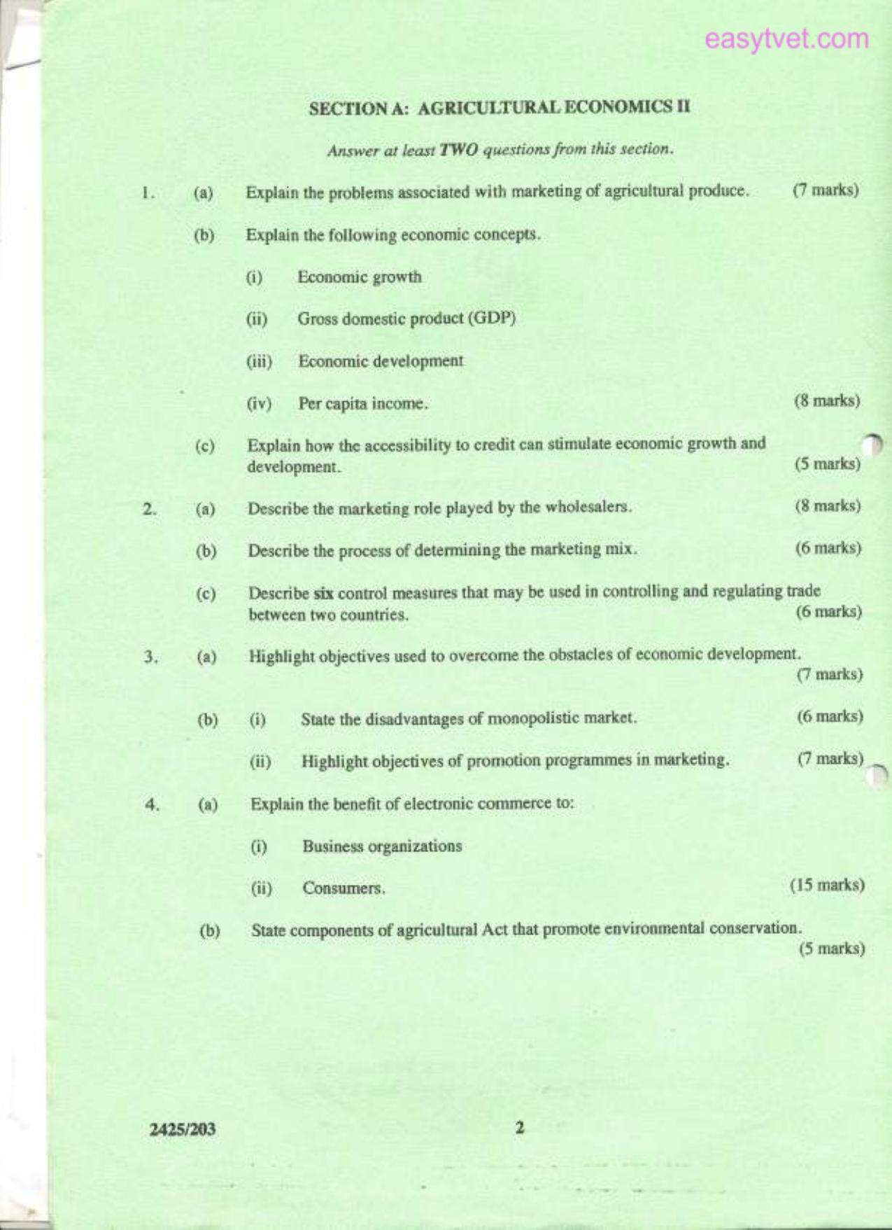 Agricultural Economics Ii, Extension Education and Home Economics (2011) — page 2 of 3
