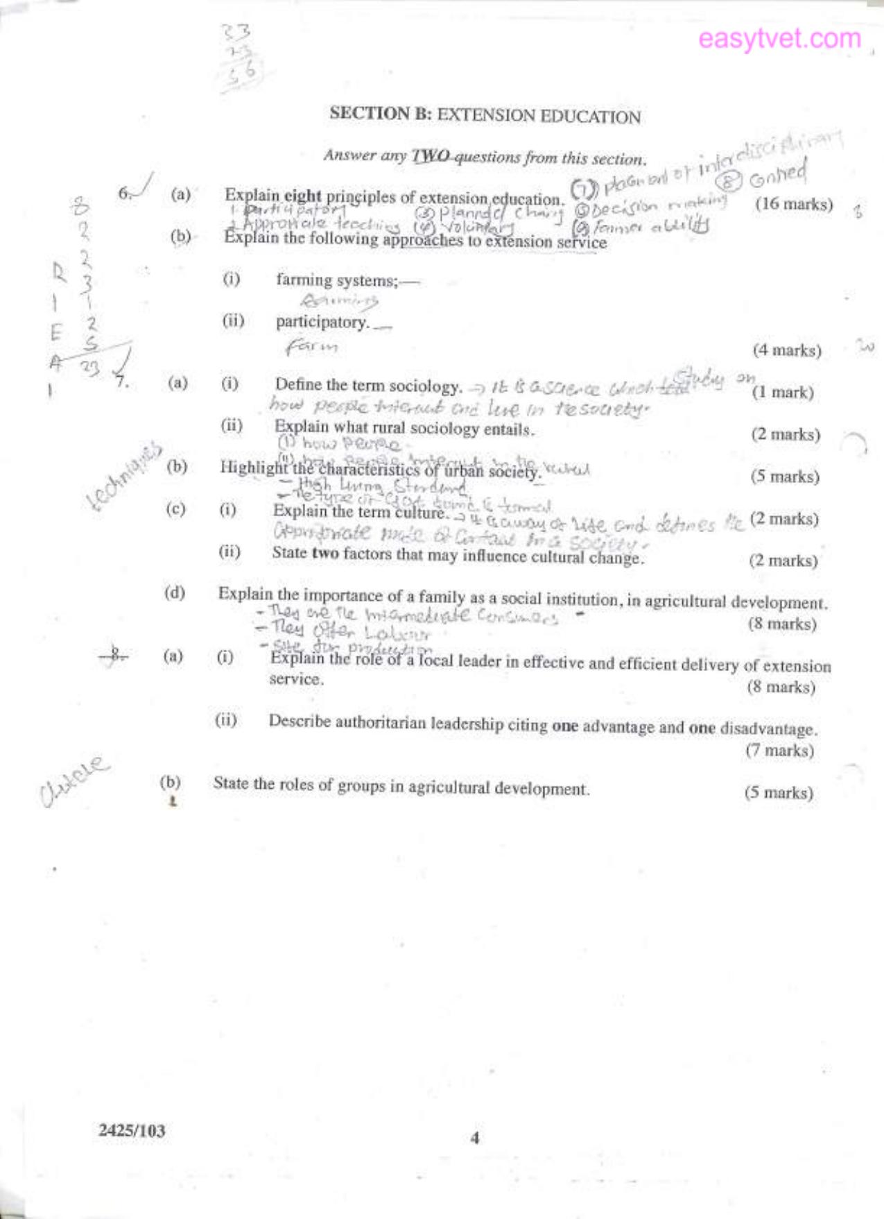 Agricultural Economics 1 and Extension Education (2001) — page 4 of 4