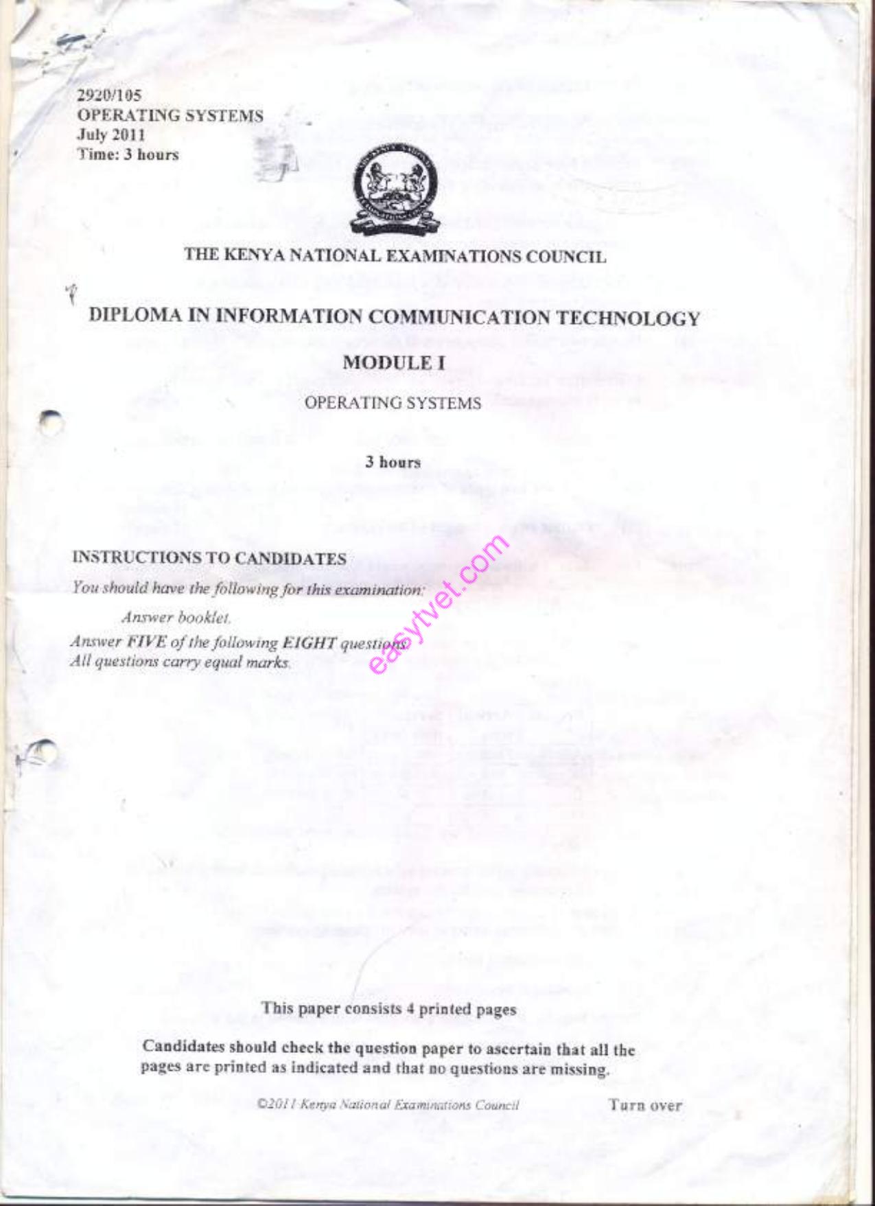 Dipfloma in Information Communication Technology (2011) — page 1 of 8