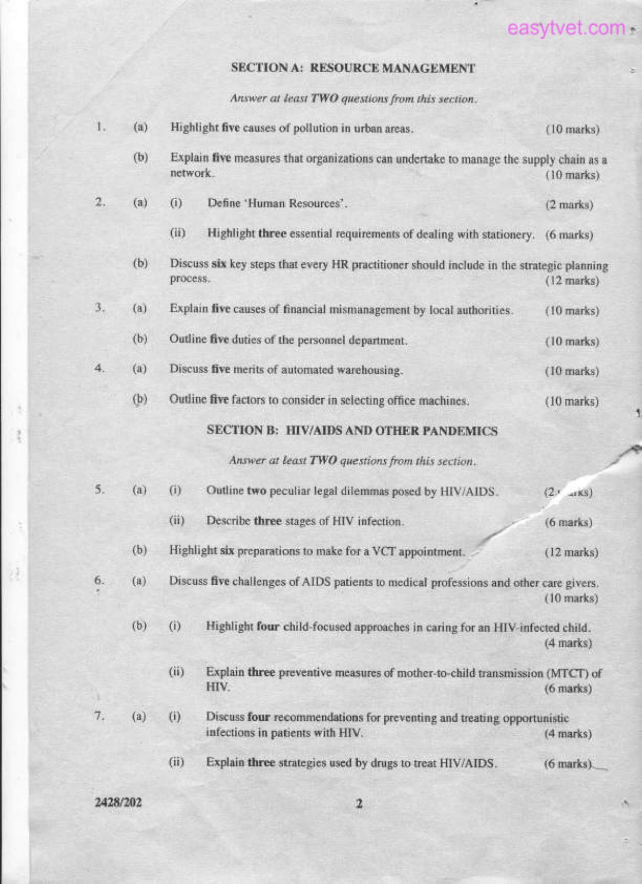 Resource Management, Hiv/aids and Other Pandemics (2011) — page 2 of 2