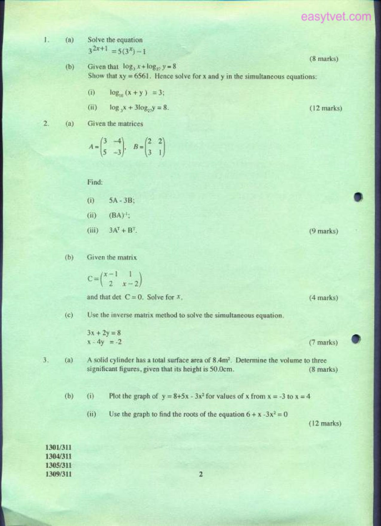 Mathematics (2011) — page 2 of 4