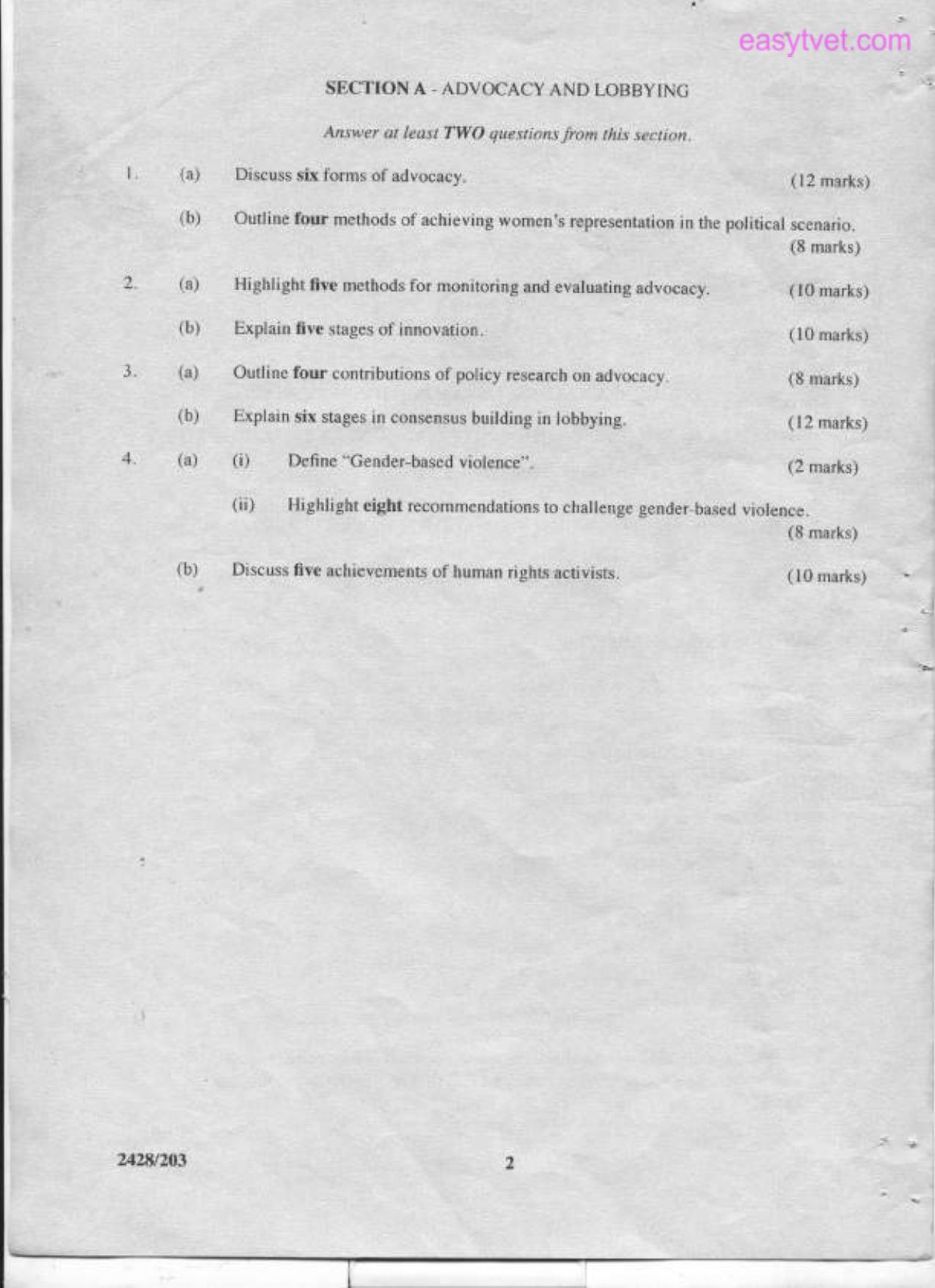 Advocuacy, Lobbying and Legal Aspects in Social Development (2011) — page 2 of 4