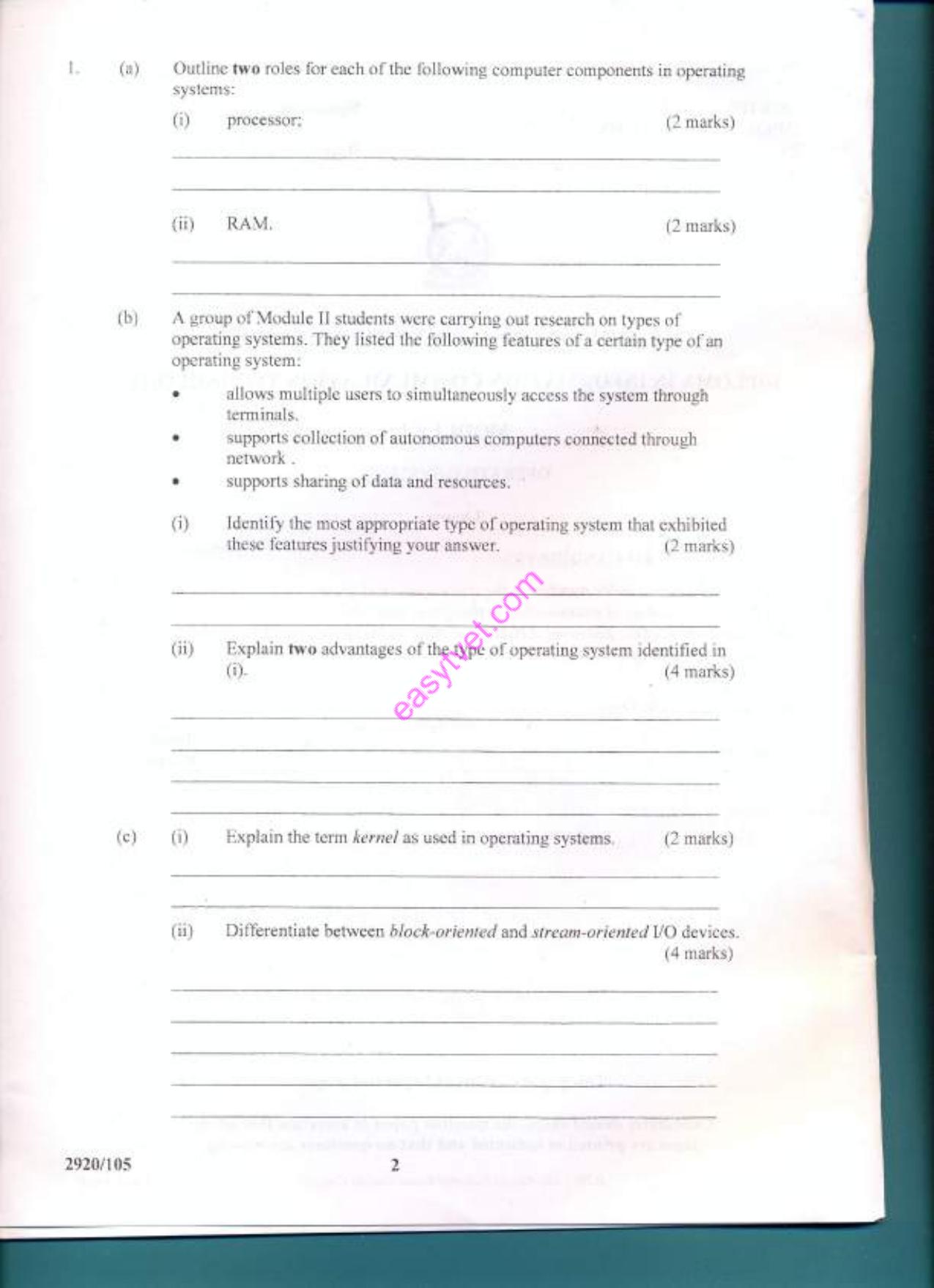 Dperating Systemms (2012) — page 2 of 14