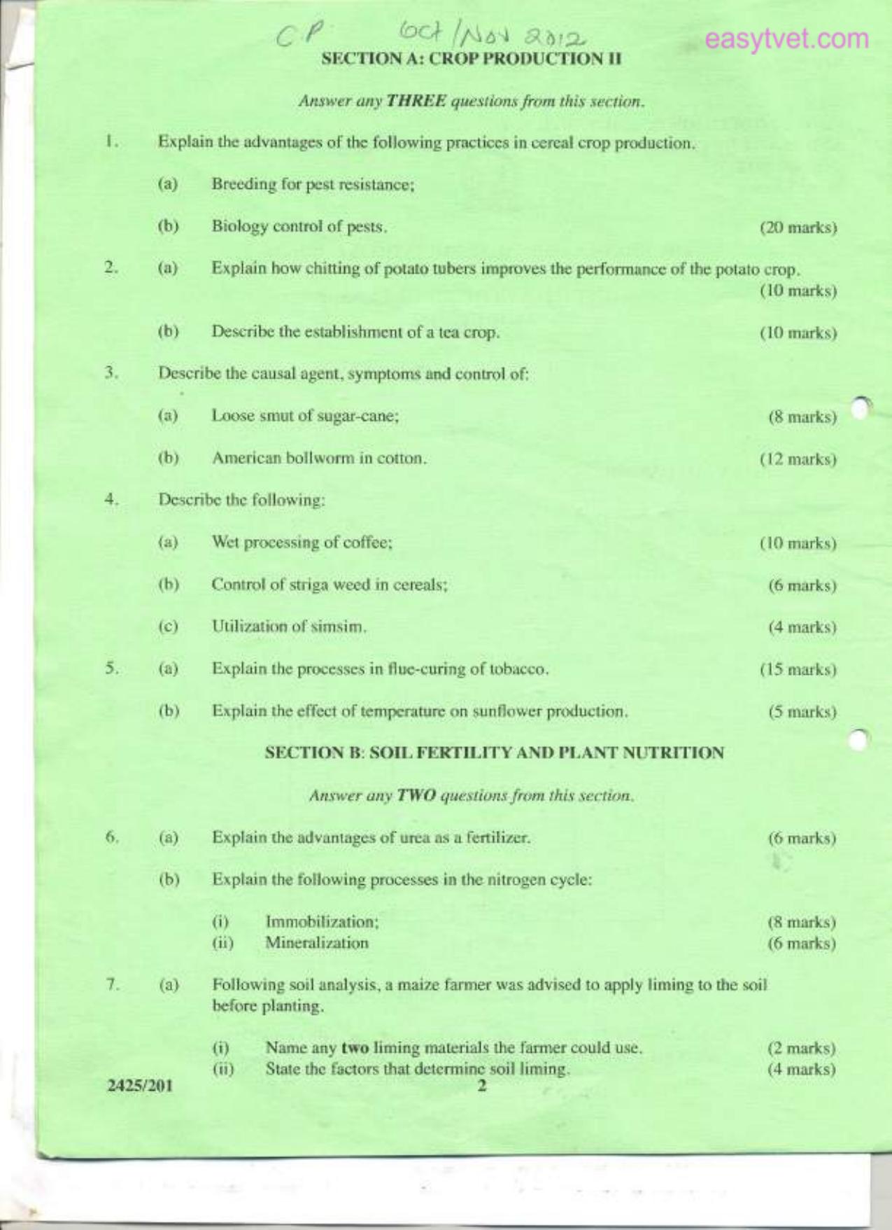 Crop Production I, Soil Fertility (2012) — page 2 of 3