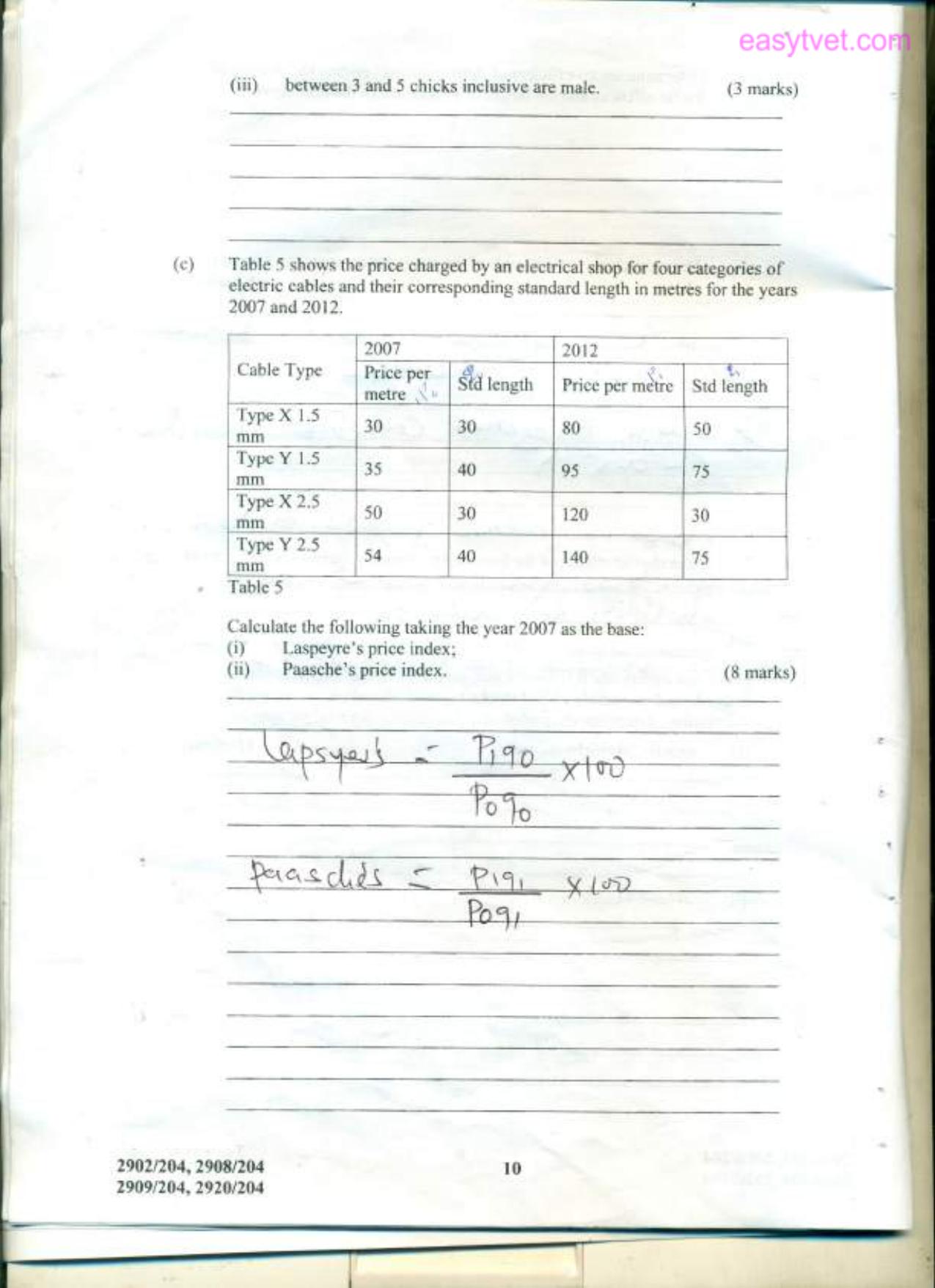 Quantitative Methods (2012) — page 10 of 13