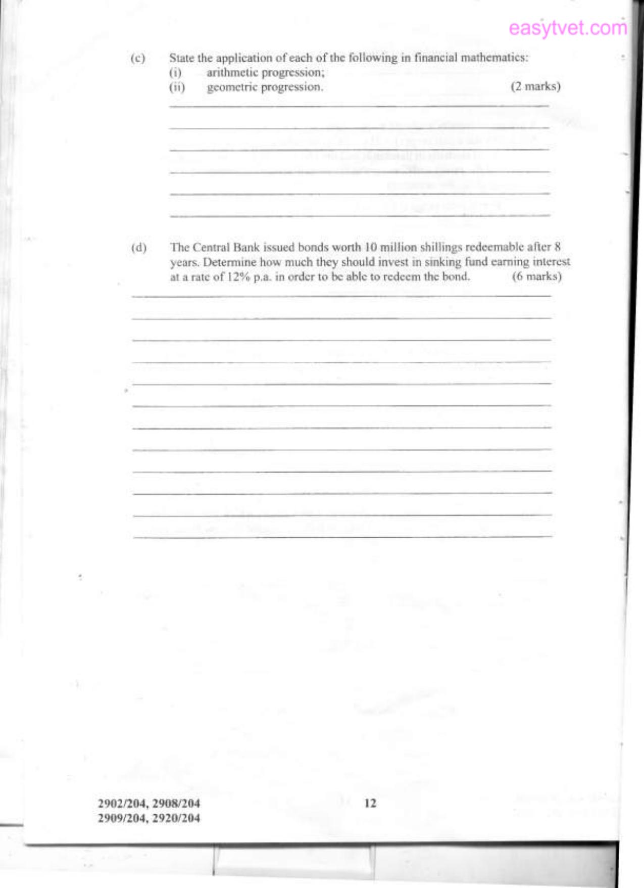 Quantitative Methods (2012) — page 12 of 13
