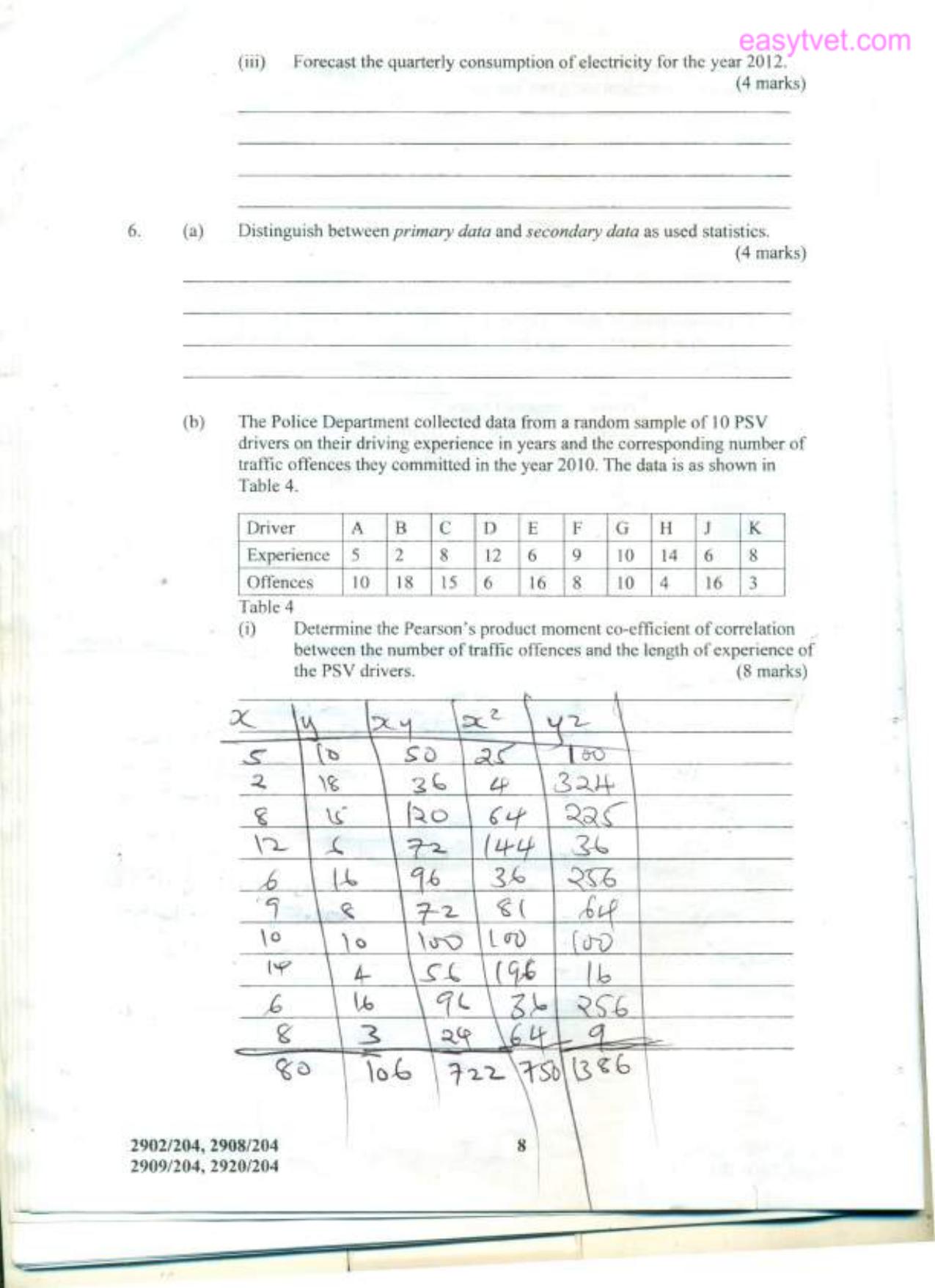 Quantitative Methods (2012) — page 8 of 13