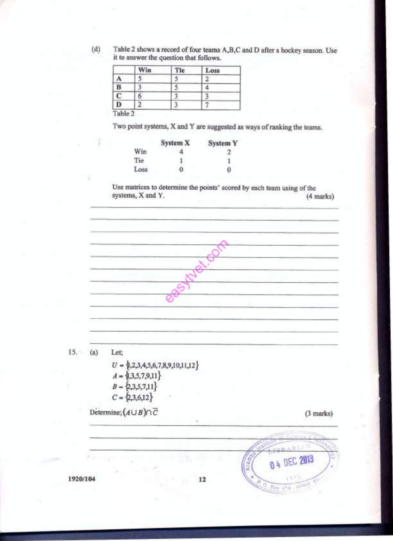 Mathematics (2013) — page 12 of 13