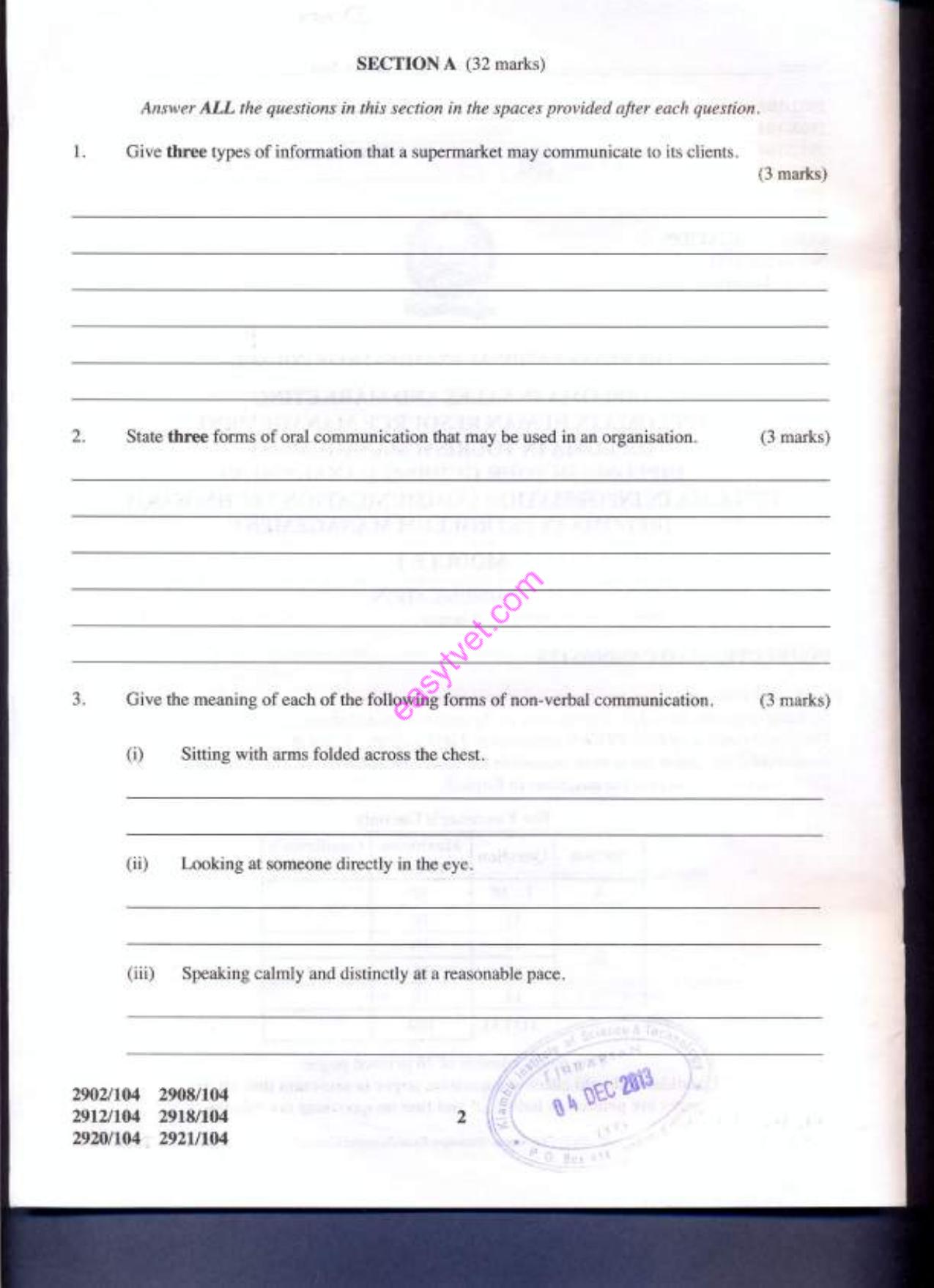 Diploma in Information Communication Technology (2013) — page 2 of 7
