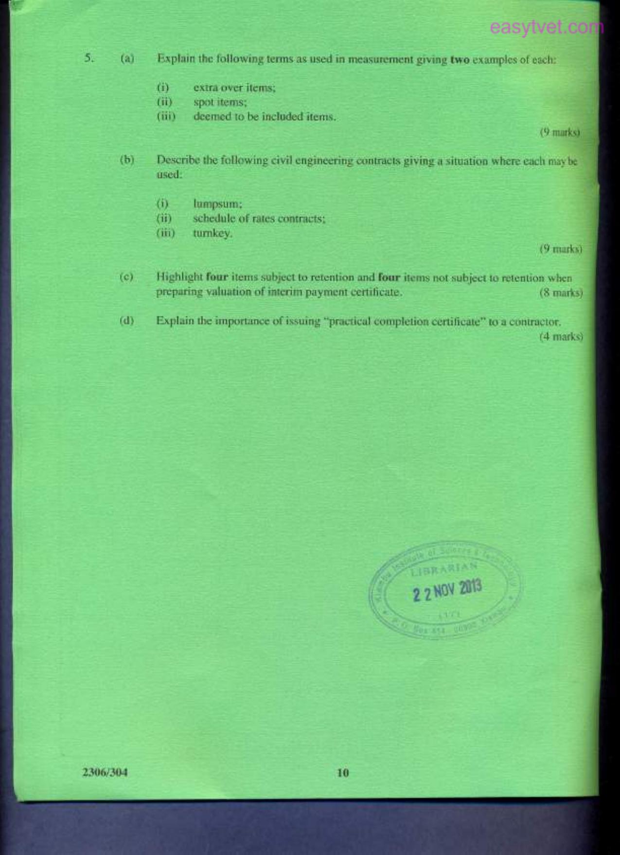 Meastutrement of Building and Civil Engineering Wores (2013) — page 10 of 10