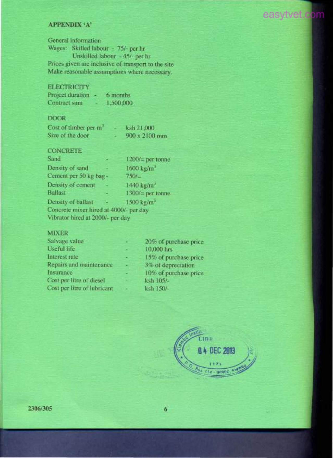 Butlding Economics, Construction Law, Estimating and Costing (2013) — page 6 of 6