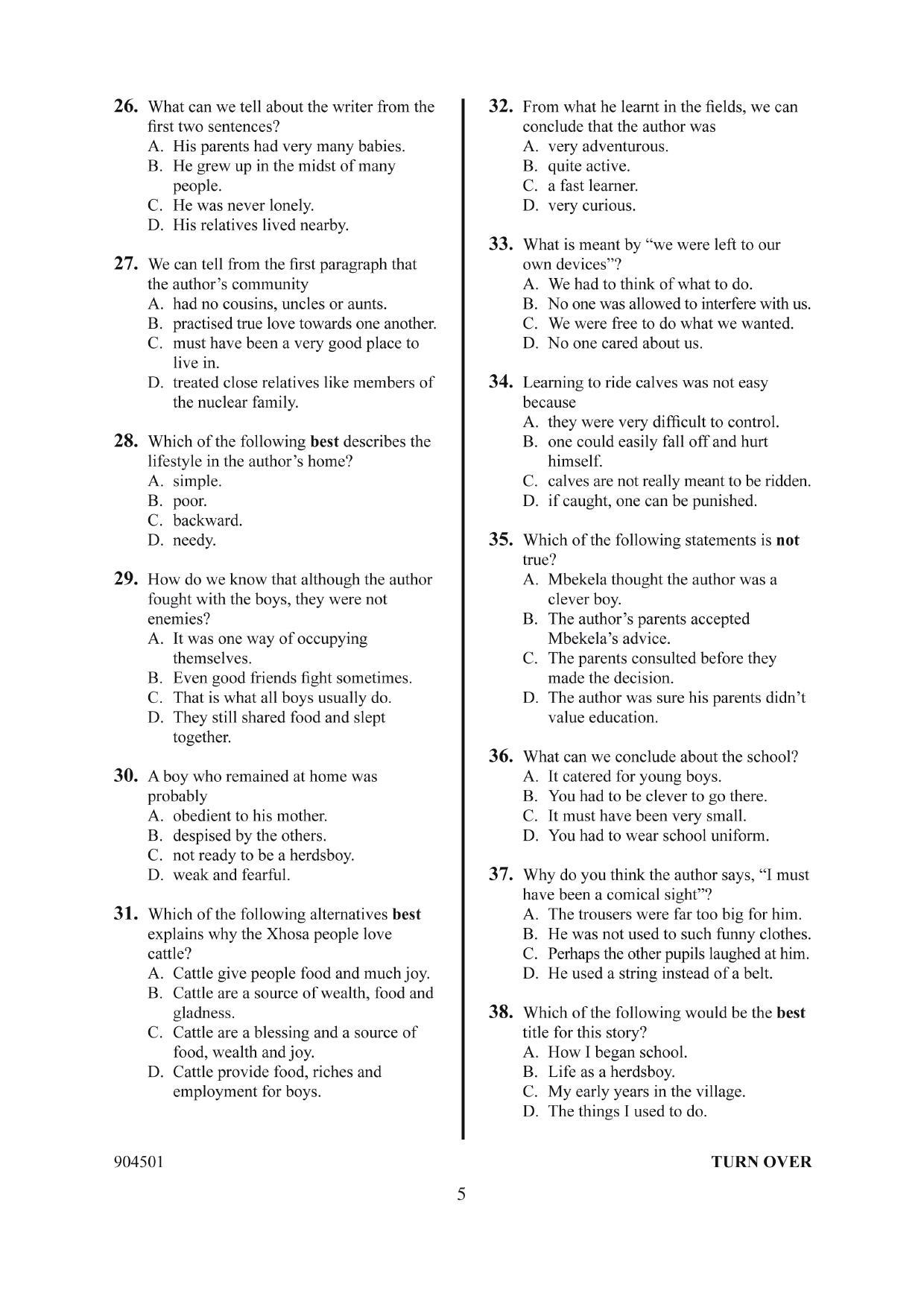 3.0 English Section A Language (2014) — page 5 of 7
