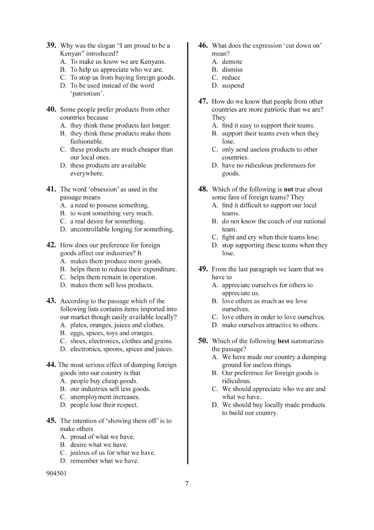 3.0 English Section A Language (2014) — page 7 of 7