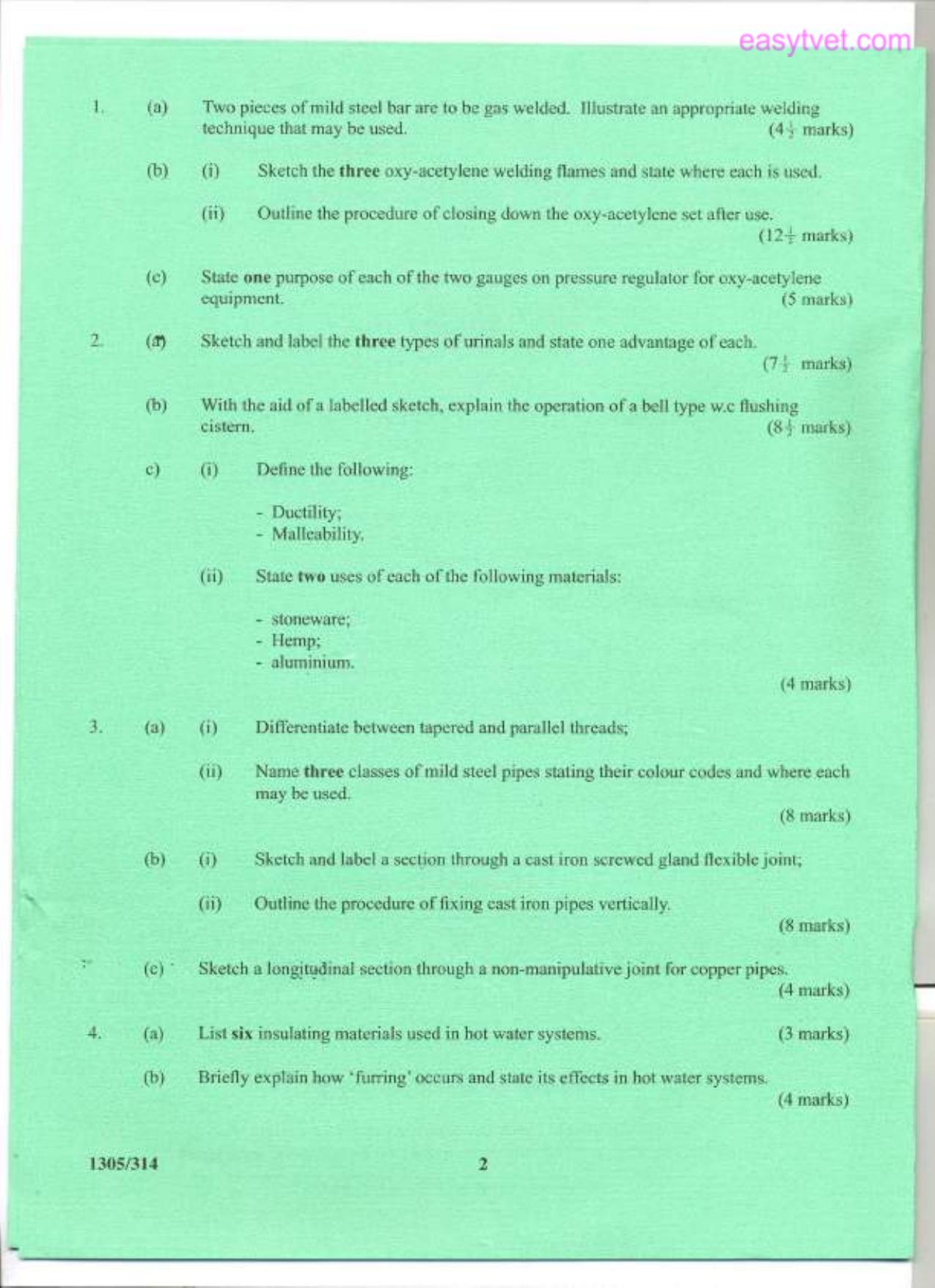 Craft Certificate in Plumbing (2014) — page 2 of 4