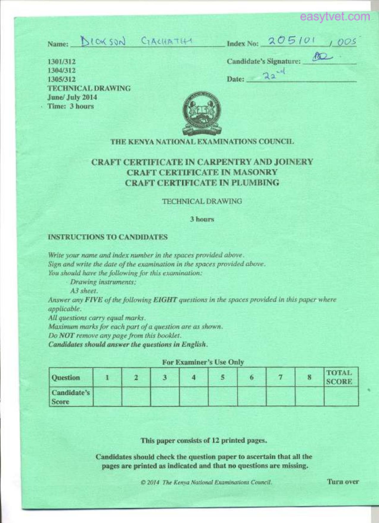 Craft Certificate in Plumbing — page 1 of 8