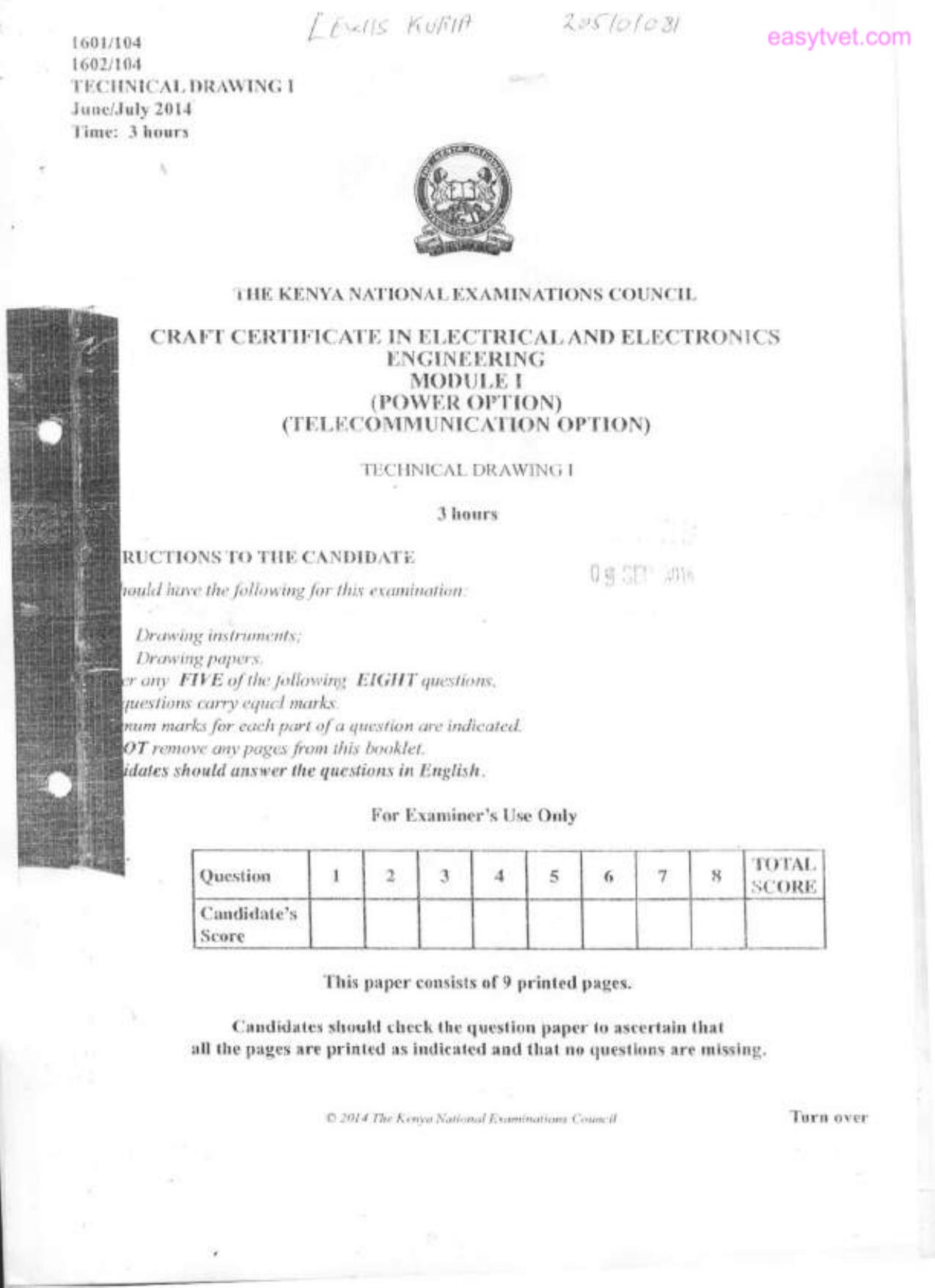 Telecommunication Optihon (2014) — page 1 of 9