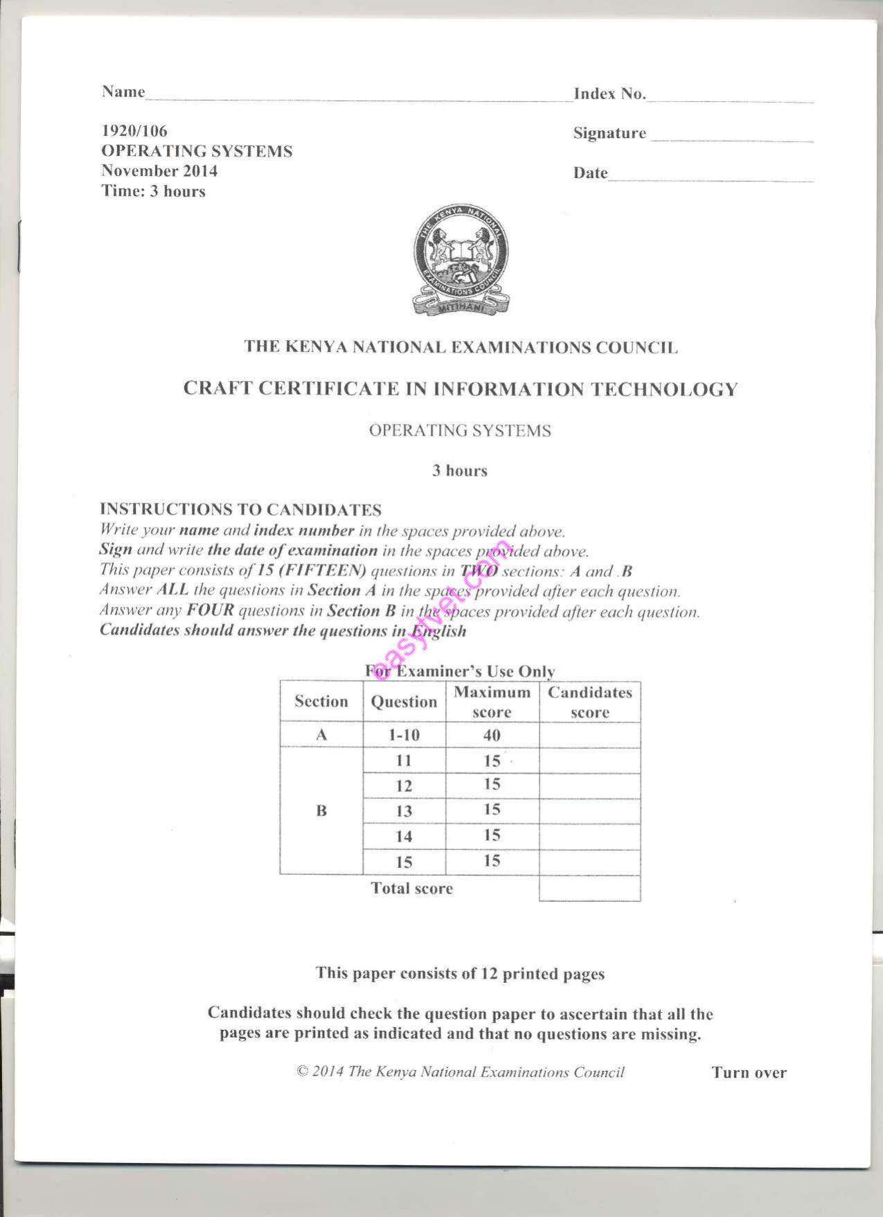 Operating Systems (2014) — page 1 of 11