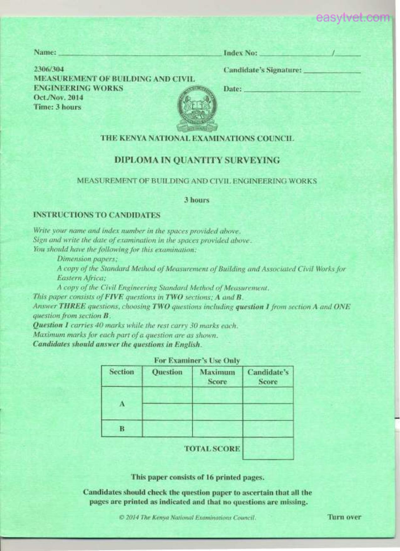 Measurement of Building and Civil Engineering Works (2014) — page 1 of 10