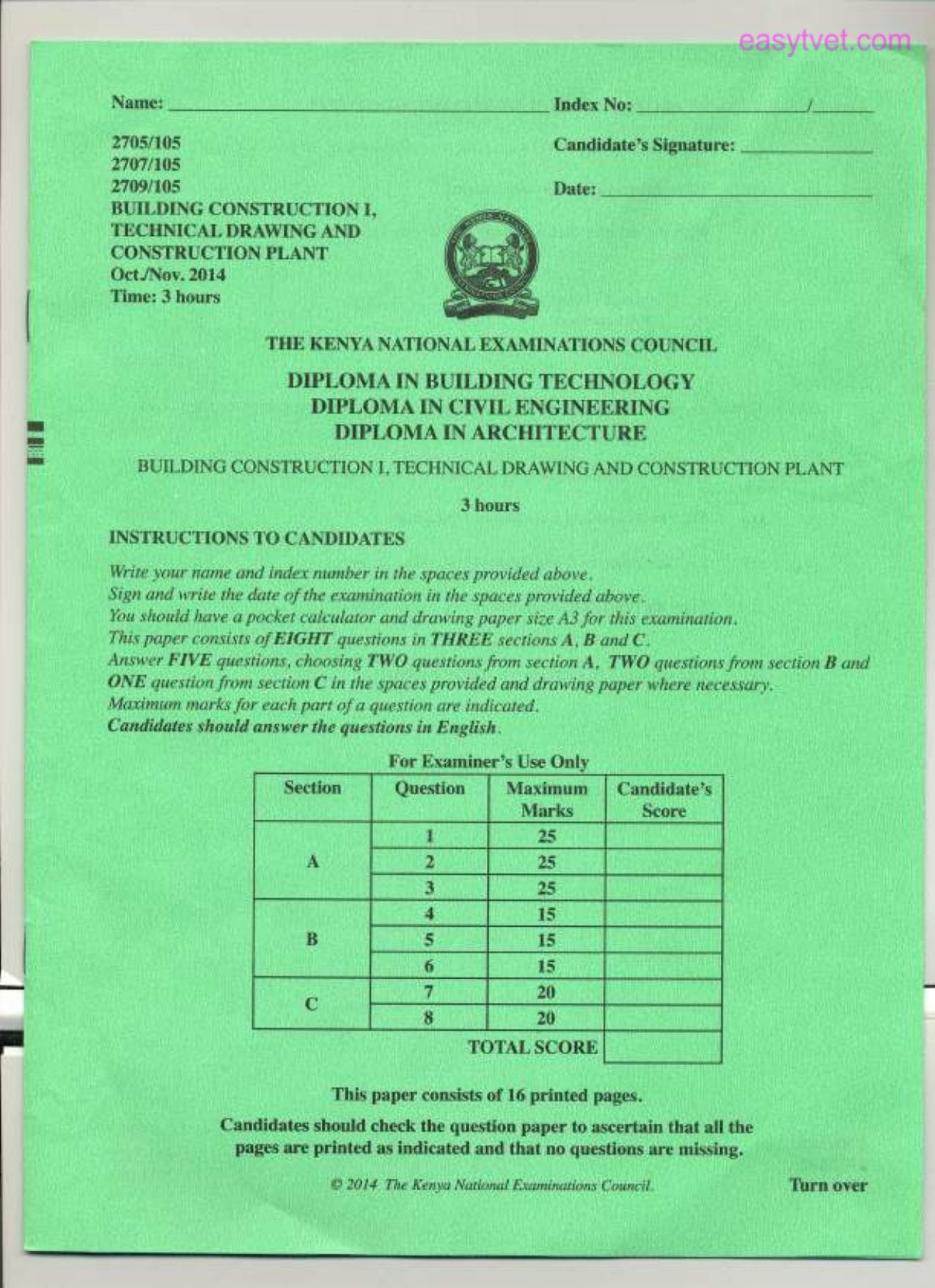 Diploma in Civil Engineering (2014) — page 1 of 8
