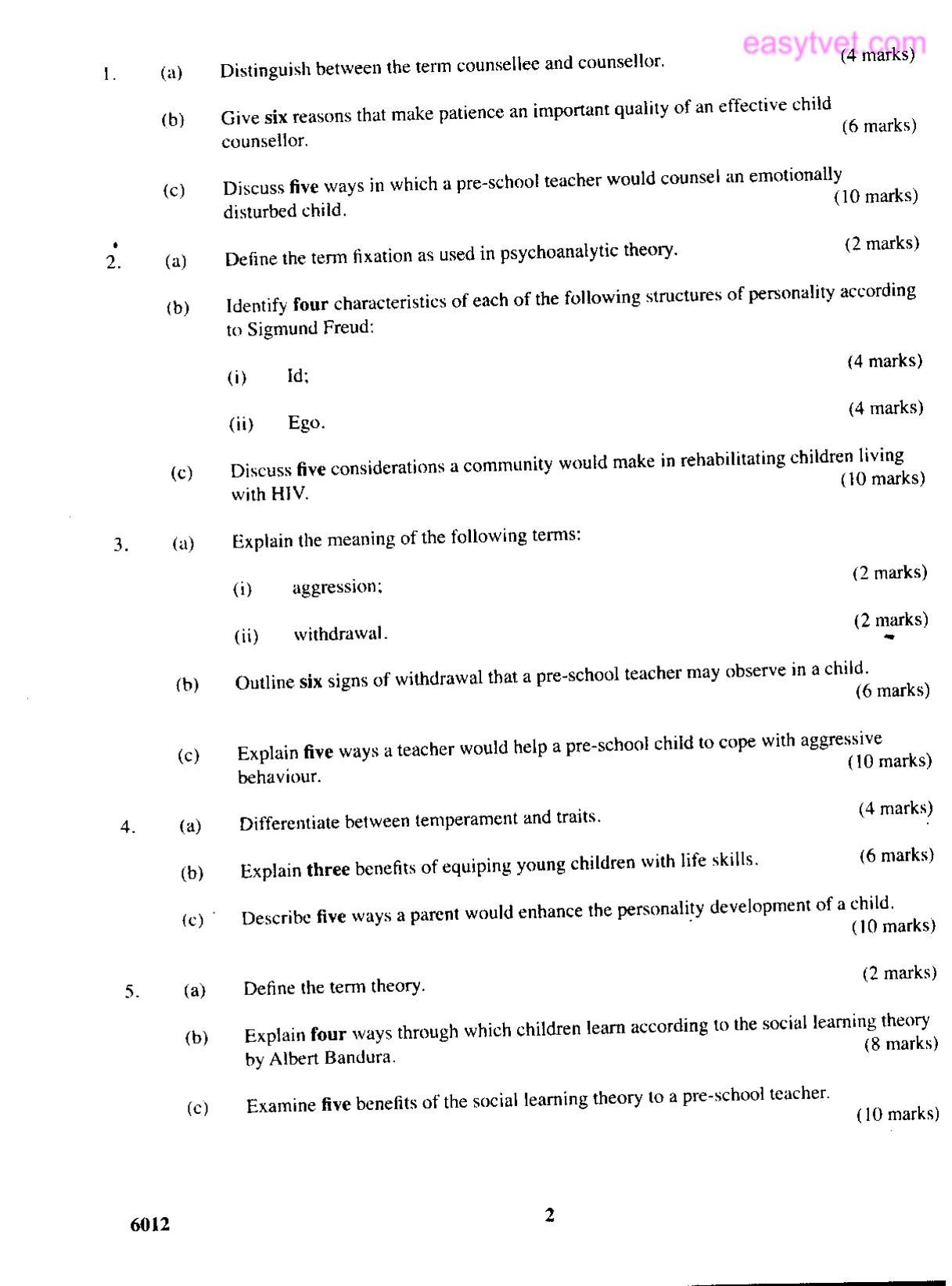 General Psychology, Personality Development (2014) — page 2 of 3