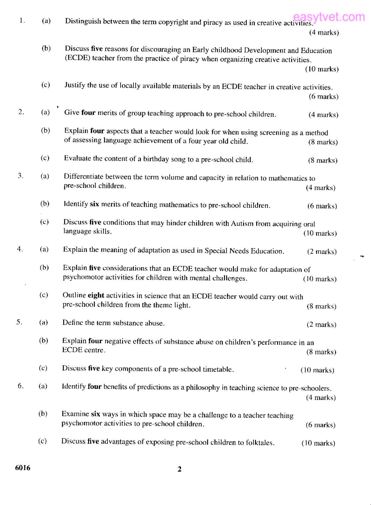 Methodology and Curriculum Activity Areas (2014) — page 2 of 2