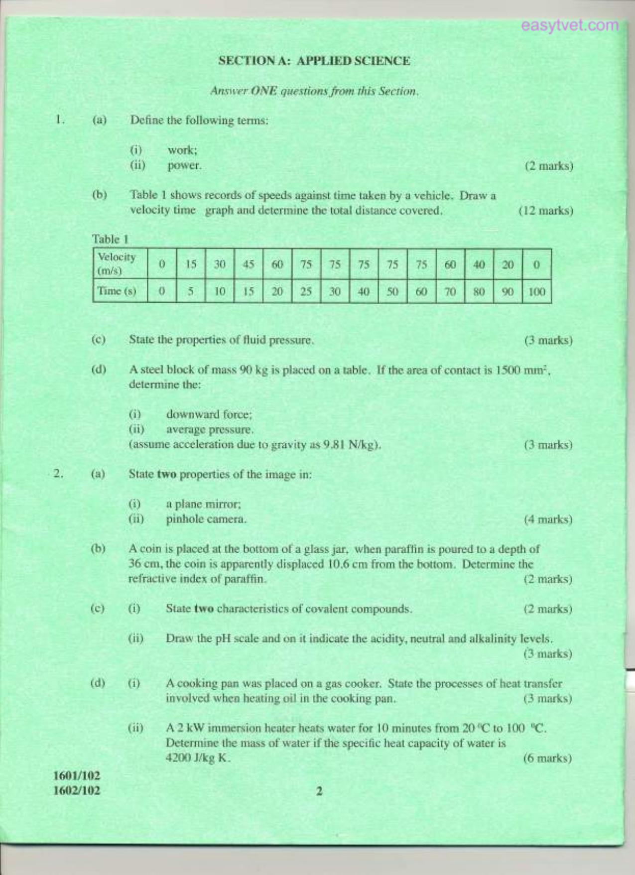 Applied Science, Principles 1 and Electronics (2014) — page 2 of 5