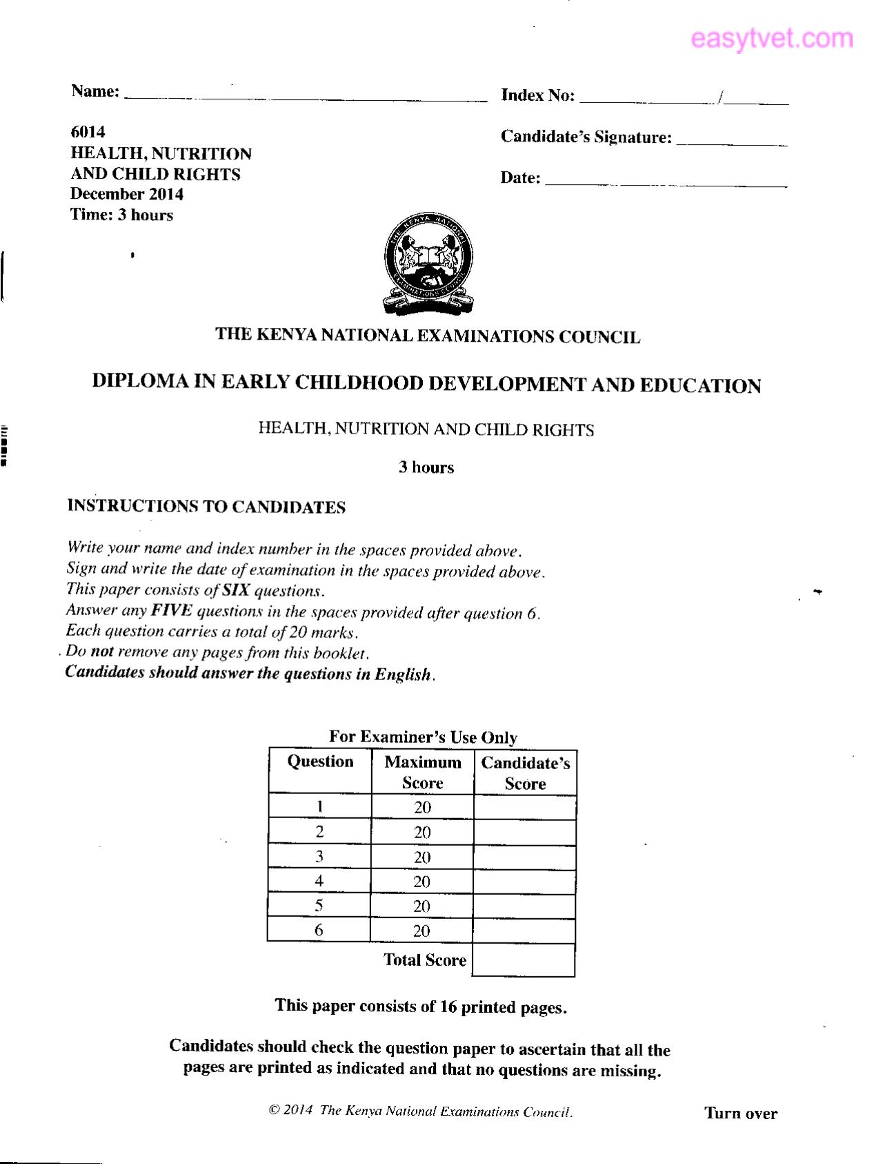 Health, Nutrition and Child Rights (2014) — page 1 of 3