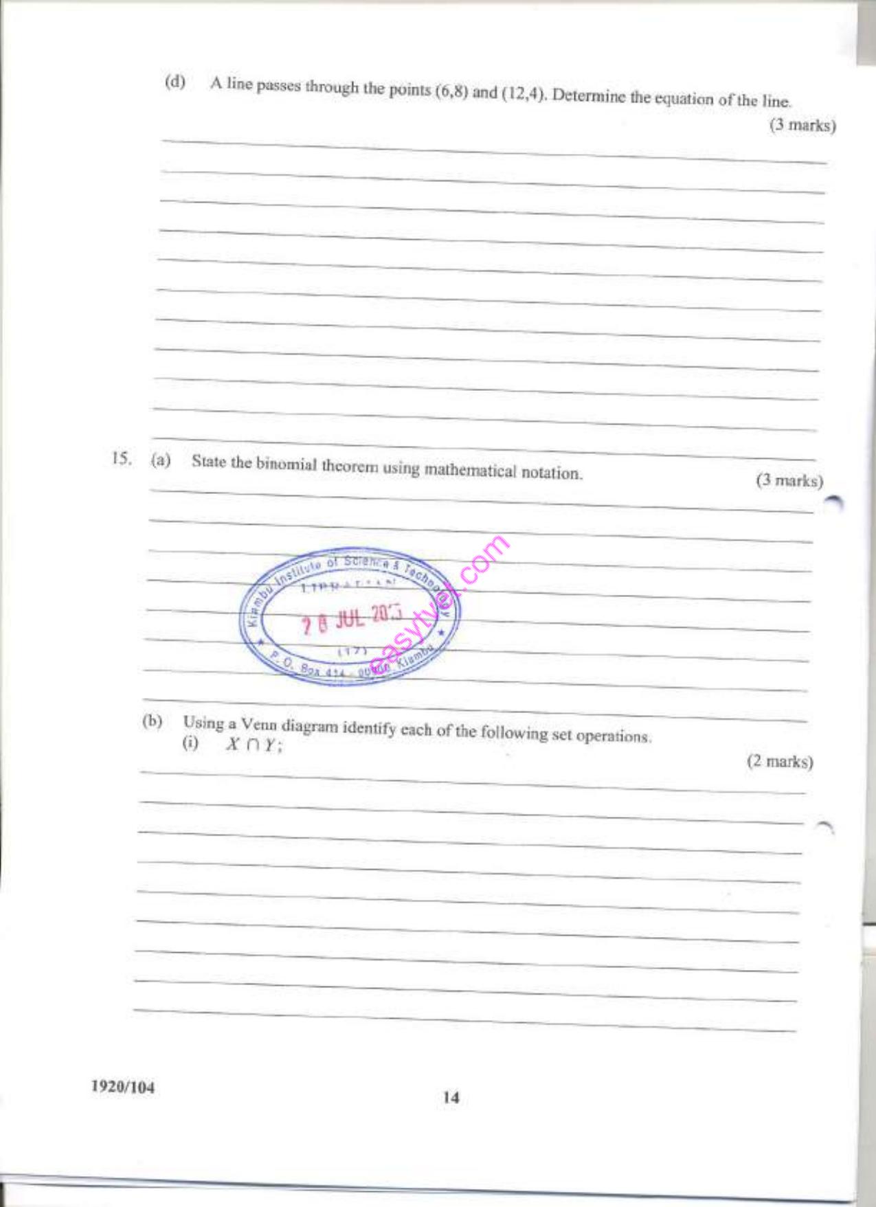 Mathematics (2015) — page 14 of 16