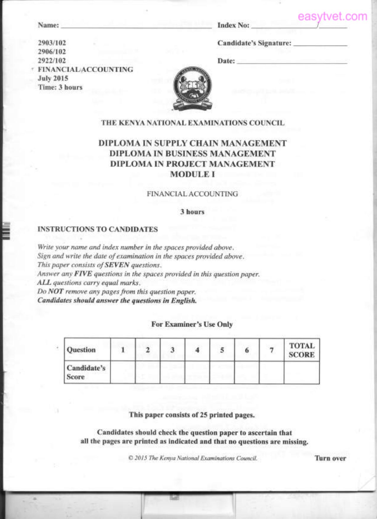 Diploma in Business Management (2015) — page 1 of 9