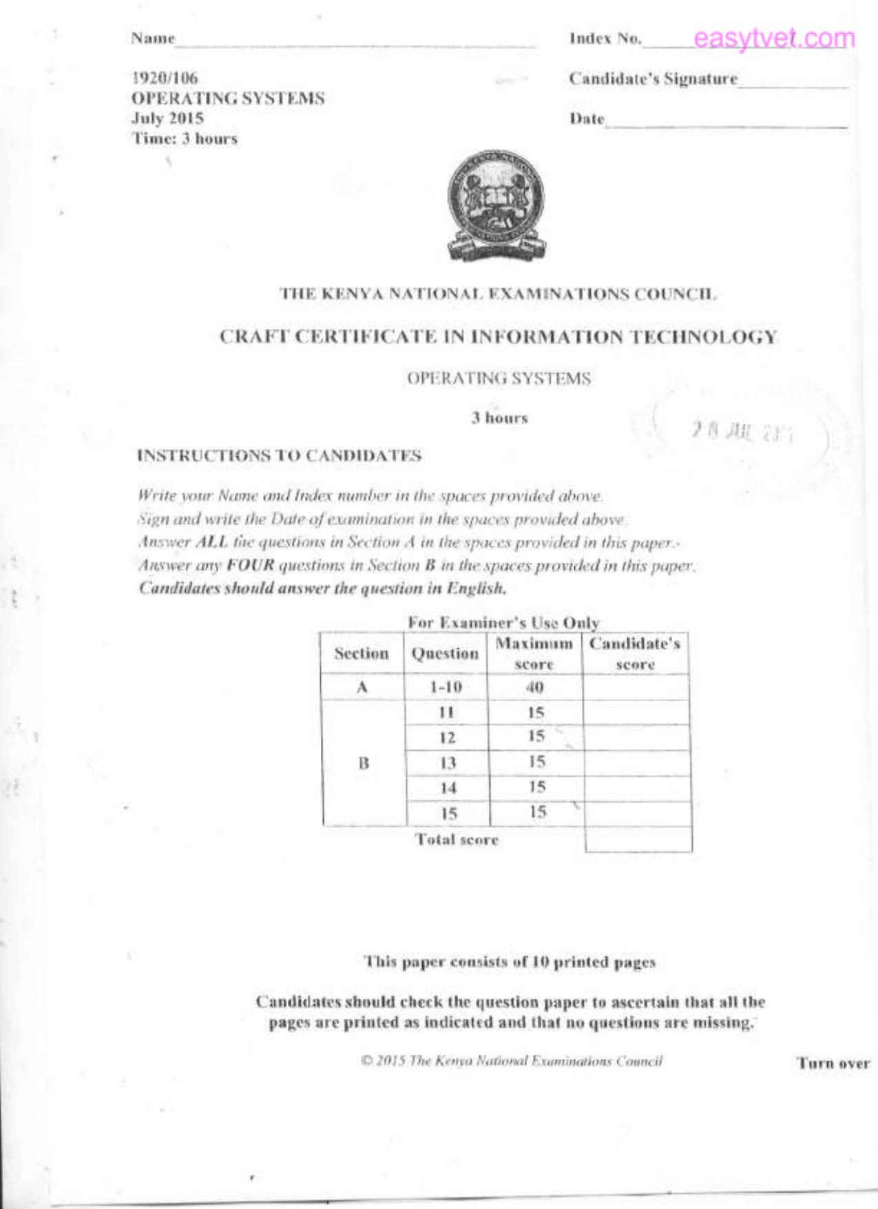 Operating Systems — page 1 of 10