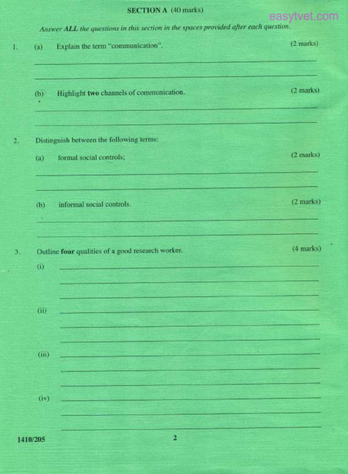 S50ciology, Research Methods and Communication Skills (2005) — page 2 of 4