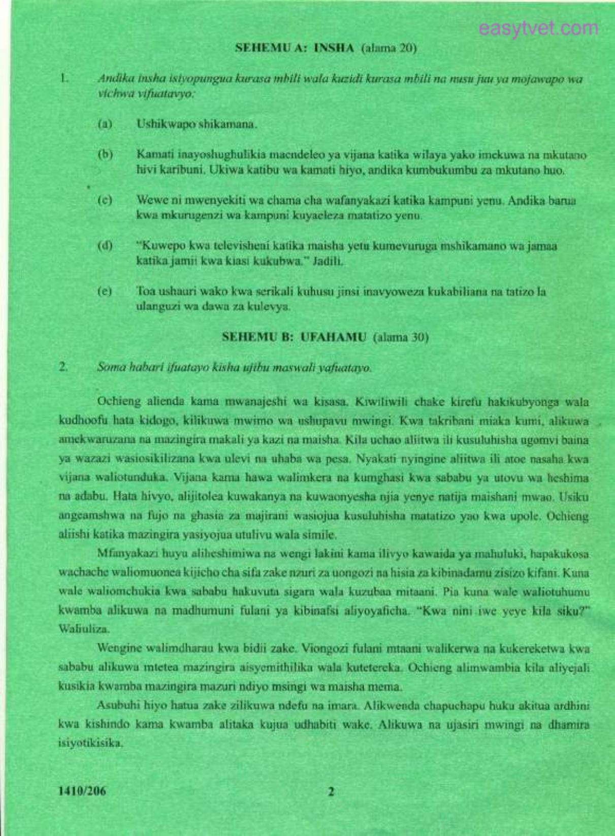 Kiswahili (2015) — page 2 of 6
