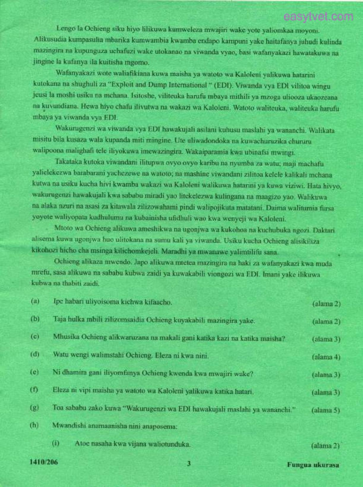 Kiswahili (2015) — page 3 of 6