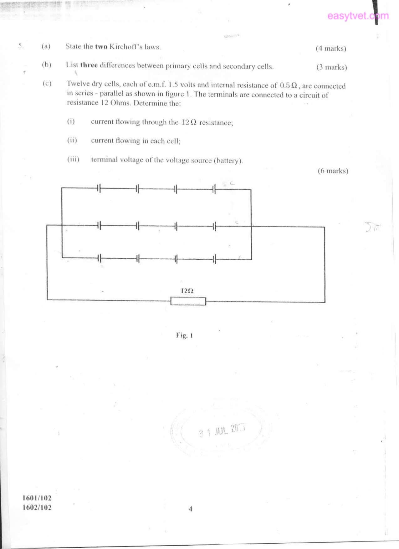 Applied Science, Electrical Principles and Electronics (2015) — page 4 of 8