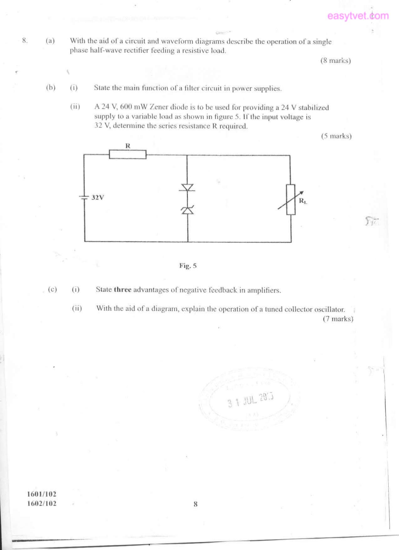Applied Science, Electrical Principles and Electronics (2015) — page 8 of 8
