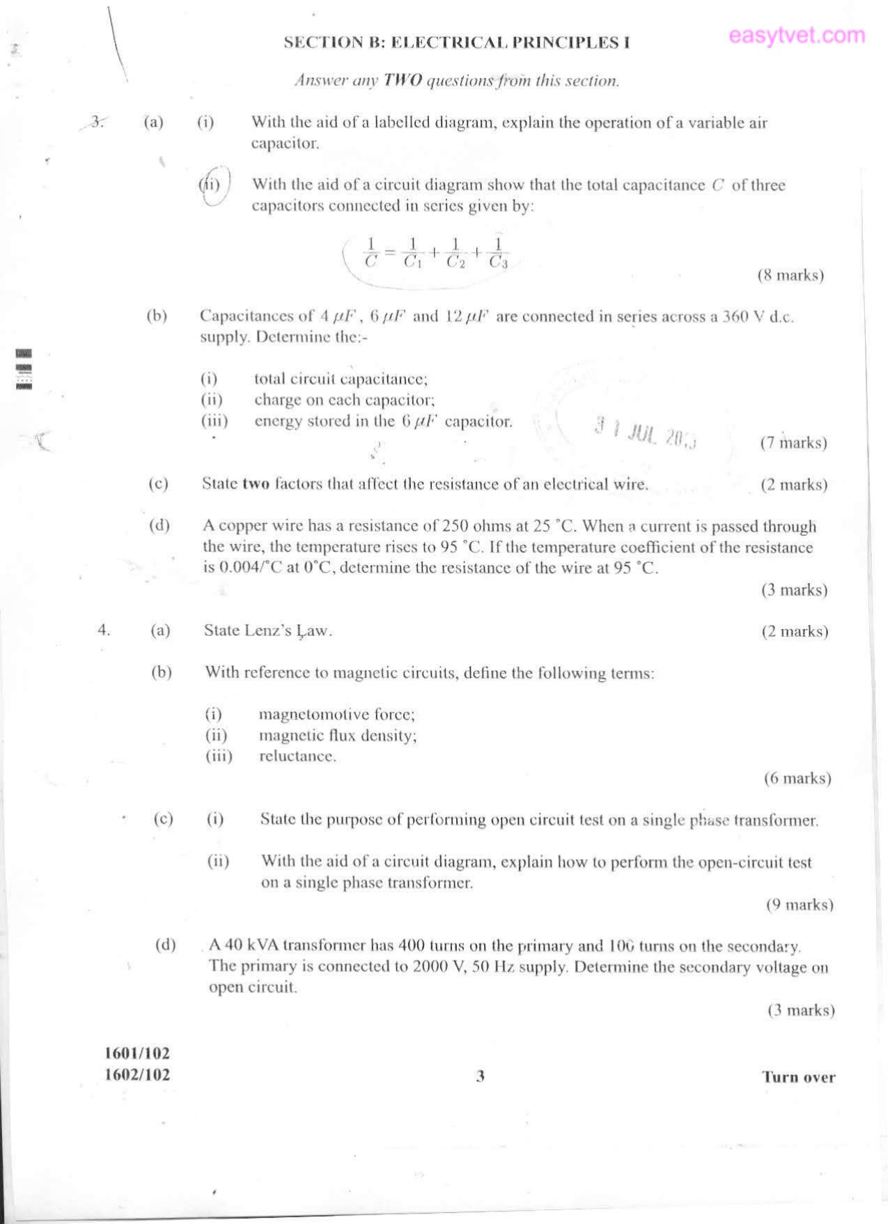 Applied Science, Electrical Principles and Electronics (2015) — page 3 of 8