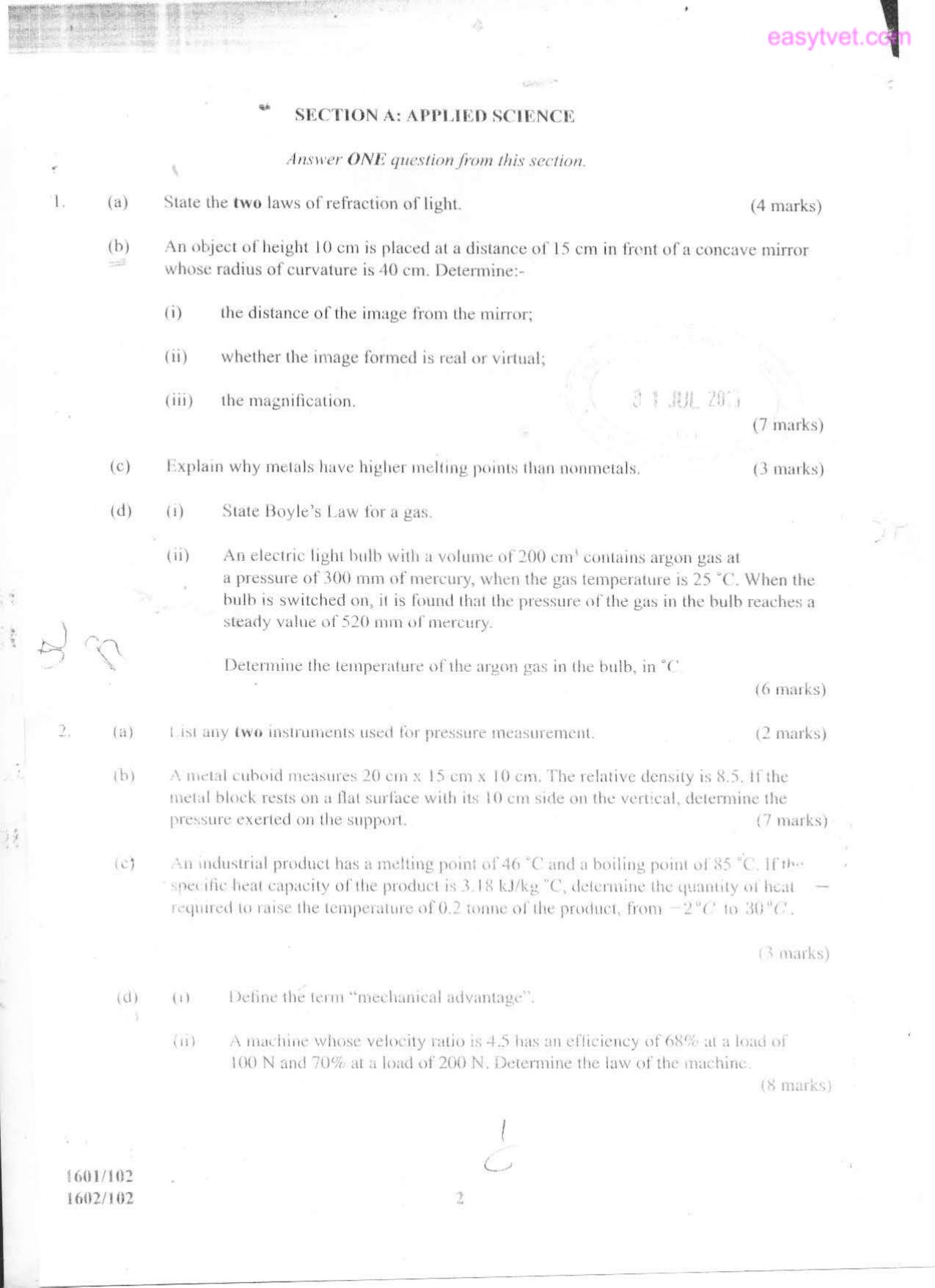 Applied Science, Electrical Principles and Electronics (2015) — page 2 of 8
