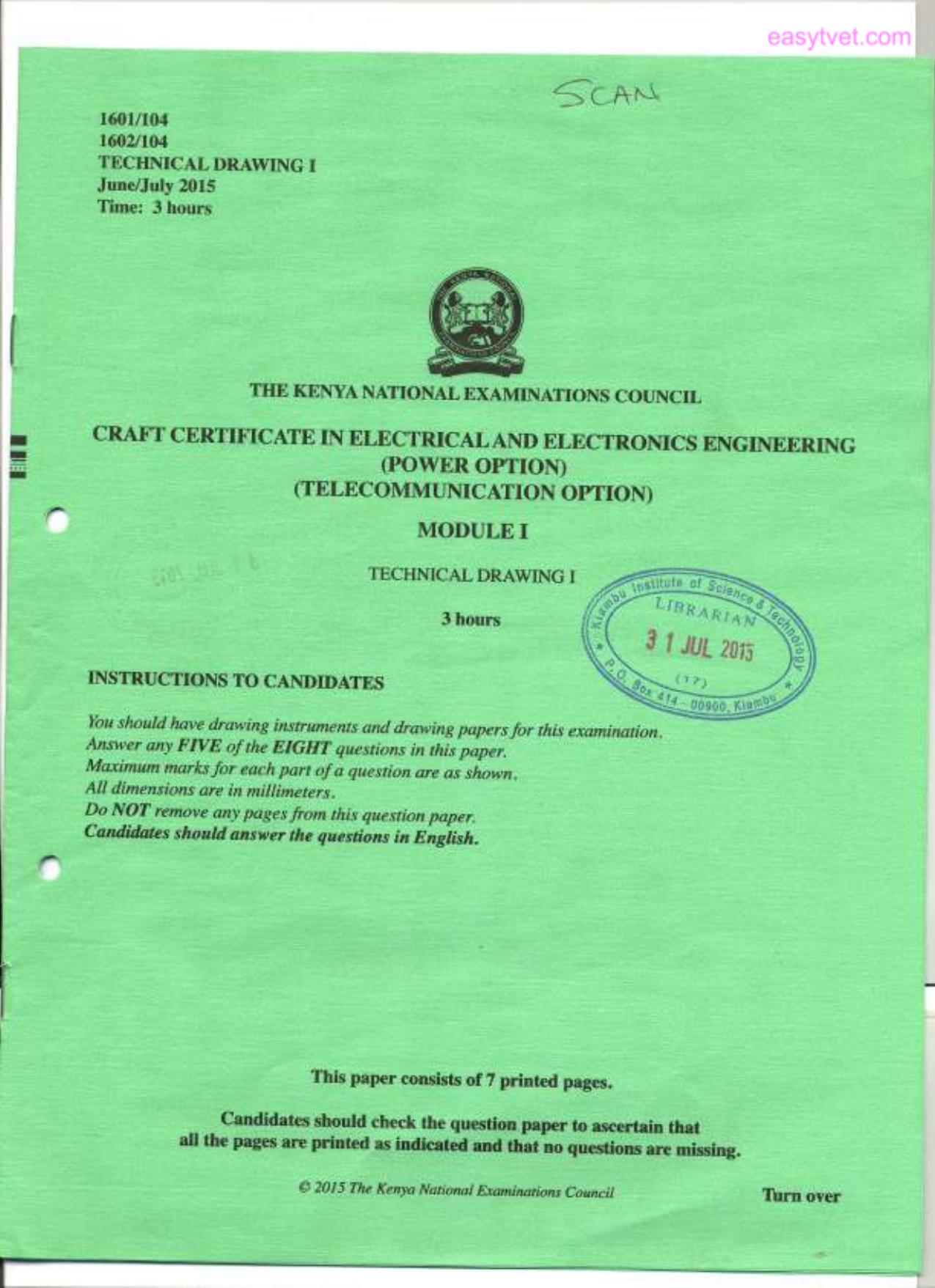 Technical Drawing I (2015) — page 1 of 7