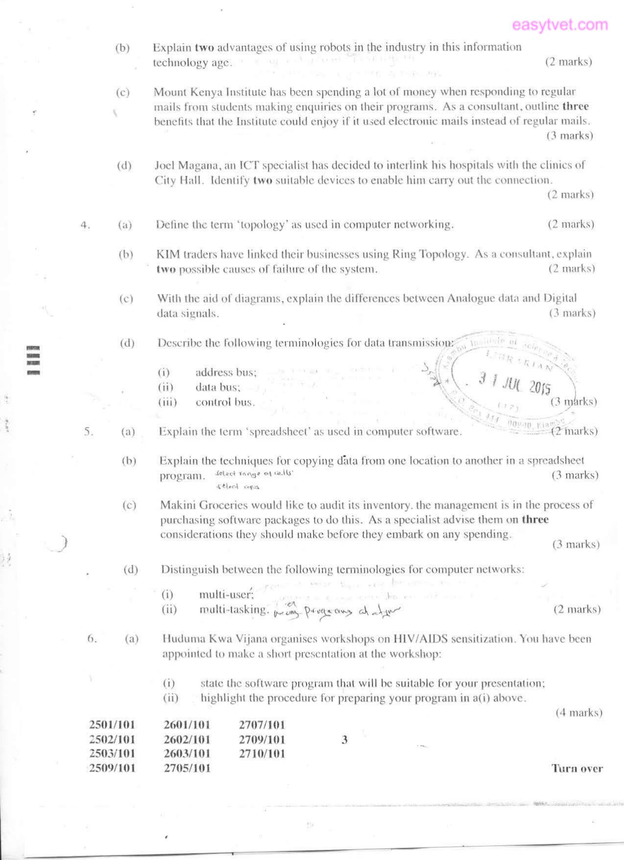 Information Communication Technology, Communication Skills and (2015) — page 3 of 5