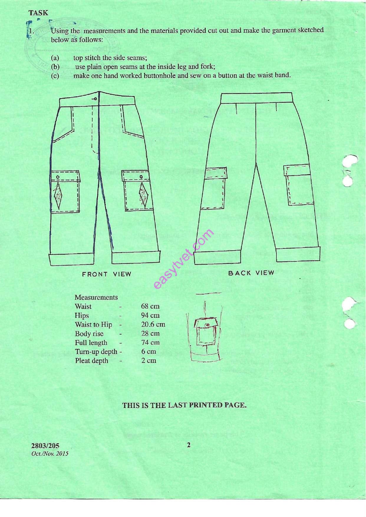 Clothing Construction Ii Practical (2015) — page 2 of 2