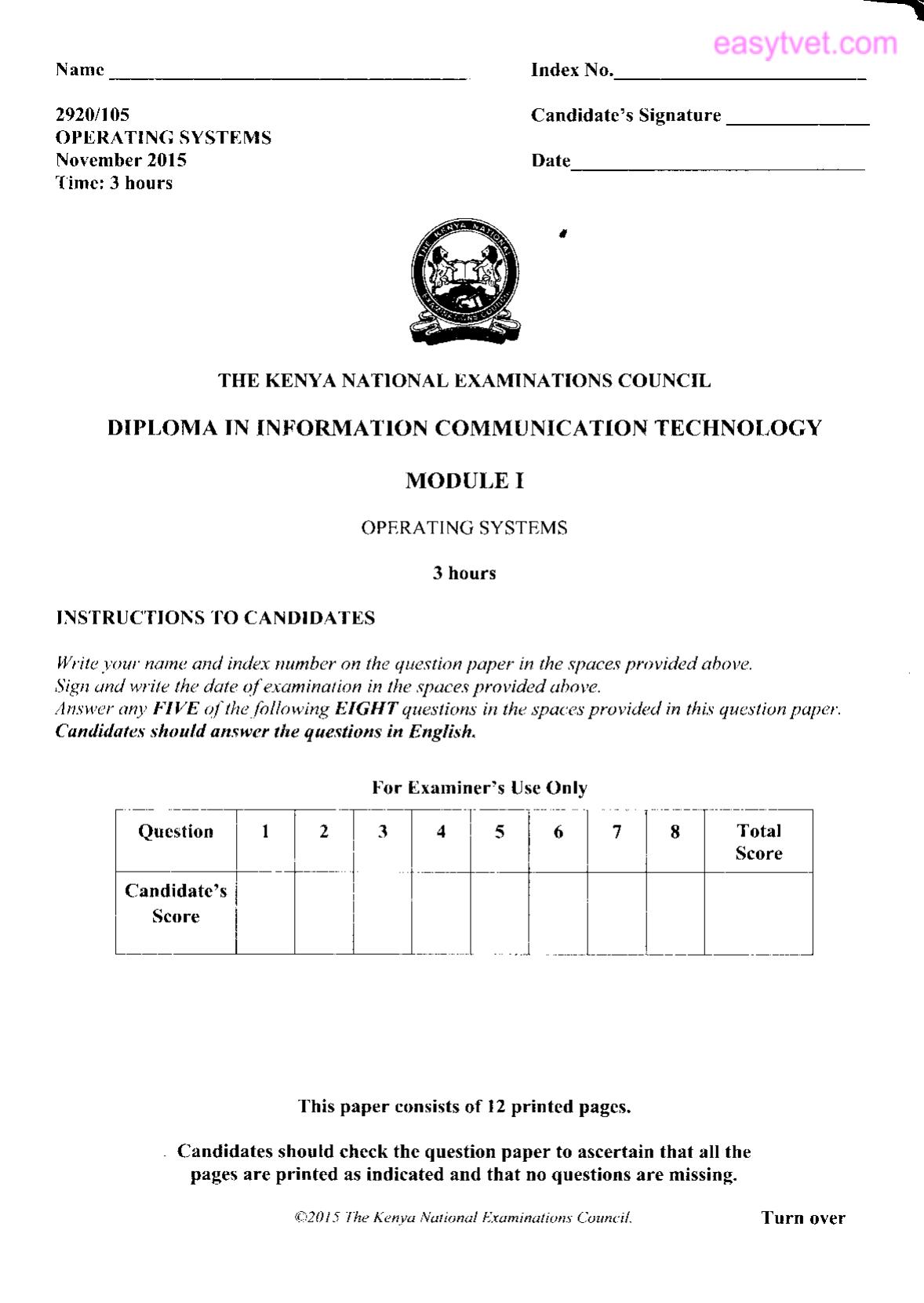 Operating Systems (2015) — page 1 of 12