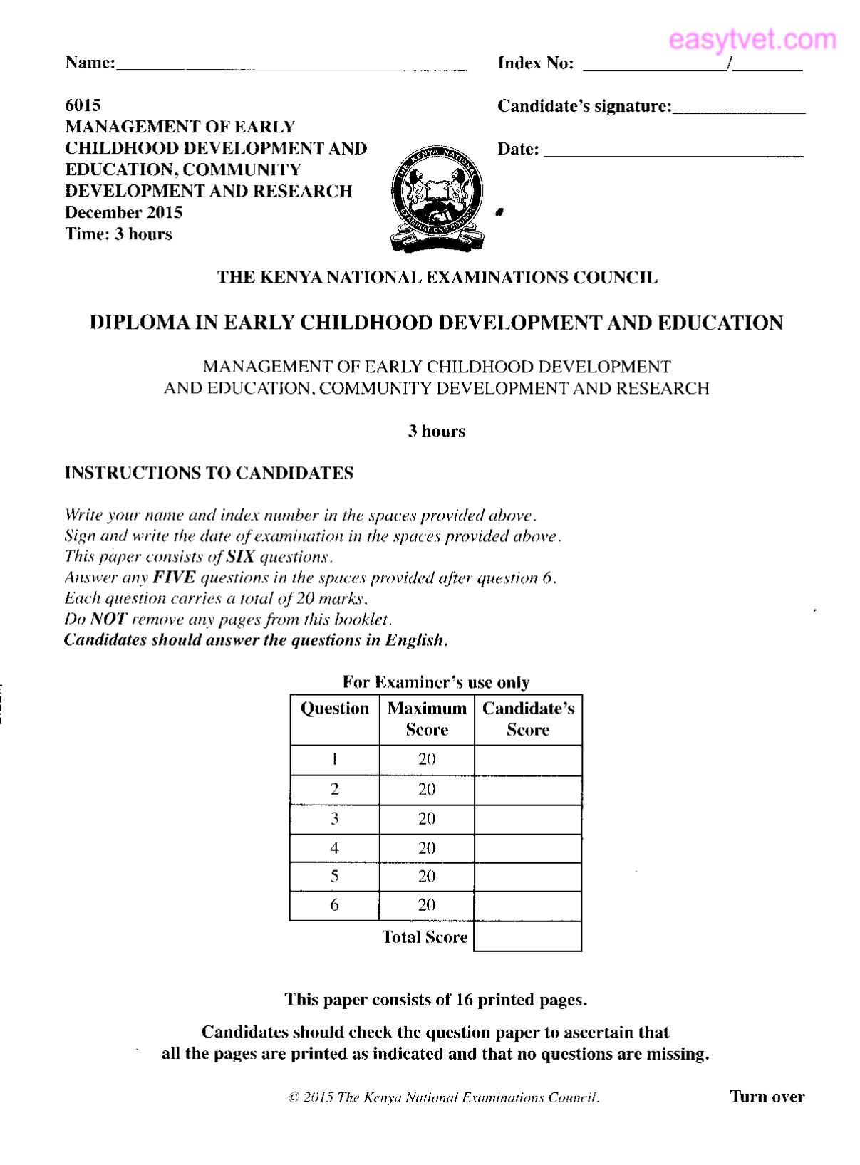 And Education, Community Development and Research (2015) — page 1 of 2